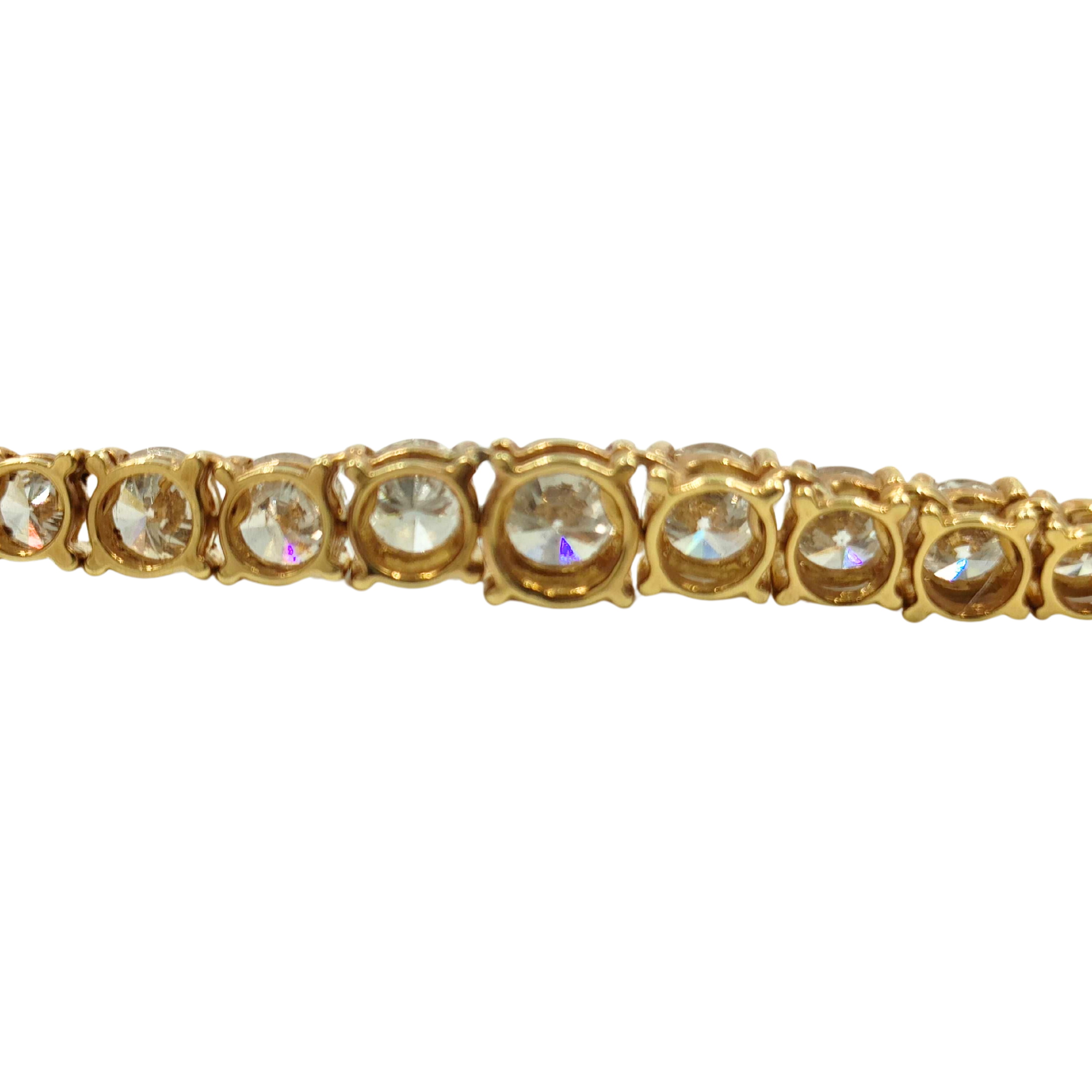 10.0ct 18k Yellow Gold Natural Diamond Graduating Tennis Necklace