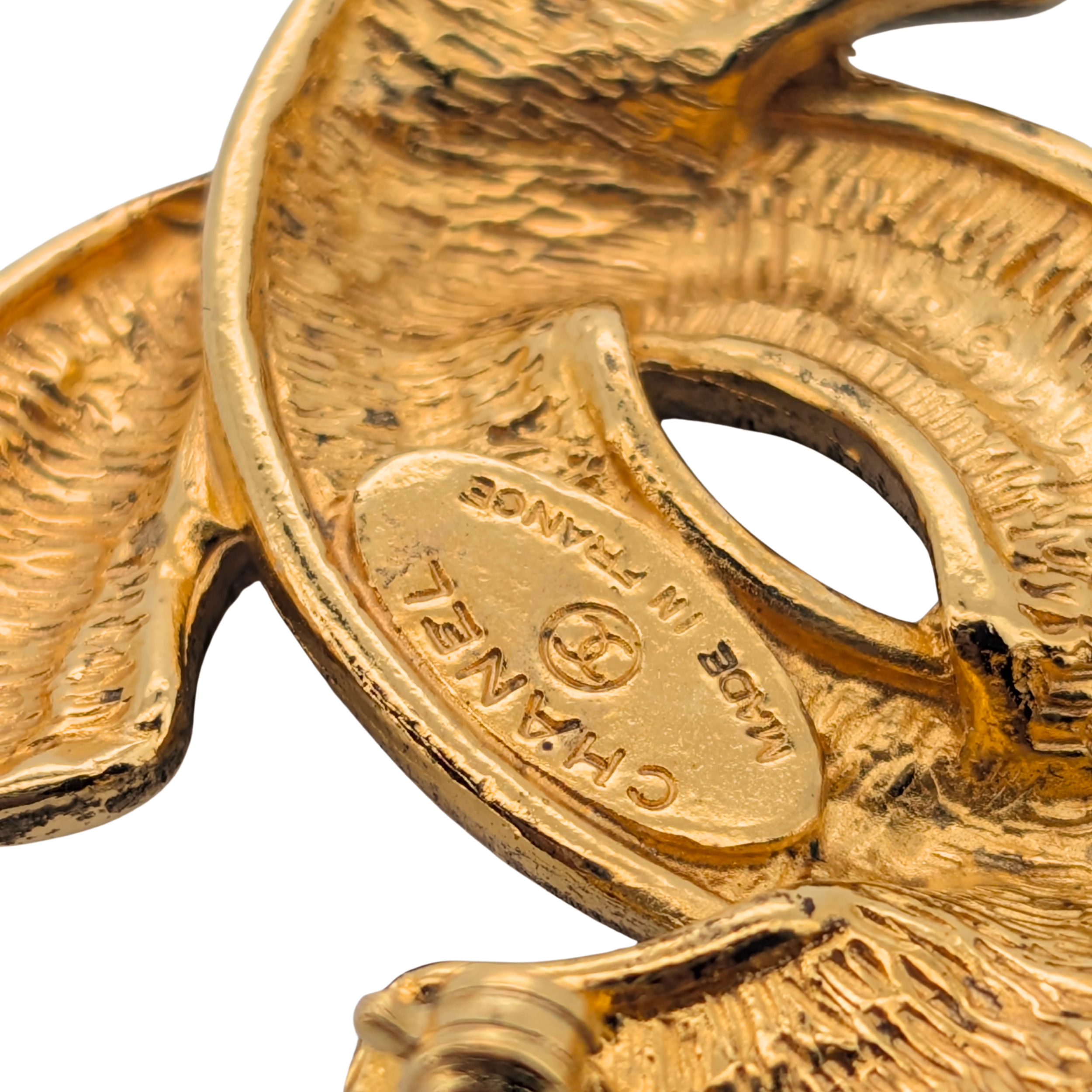 Chanel Quilted CC Brooch Pin Gold Plated