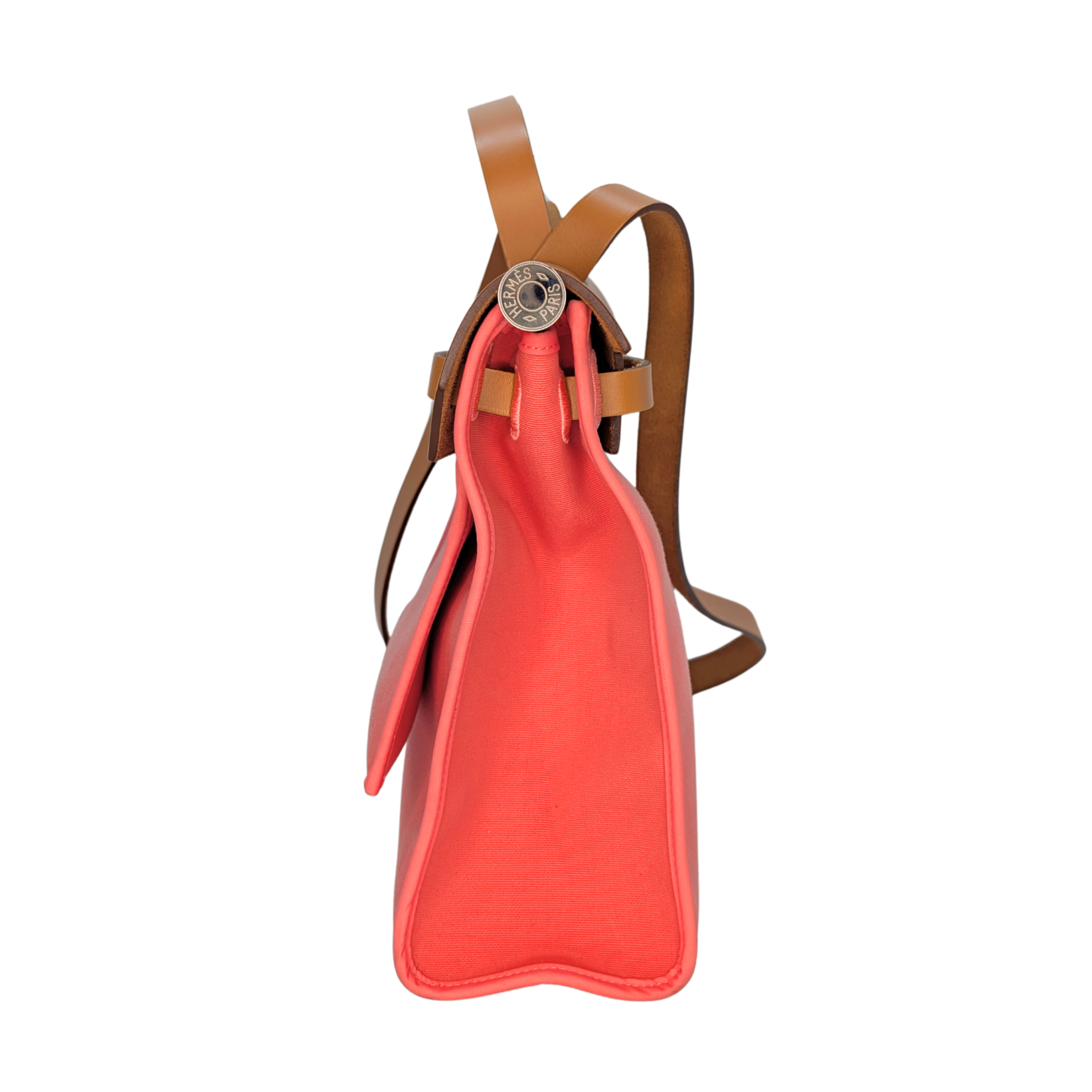 Hermes Vache Hunter Toile Herbag Zip 31 PM Rose Lipstick T Stamp