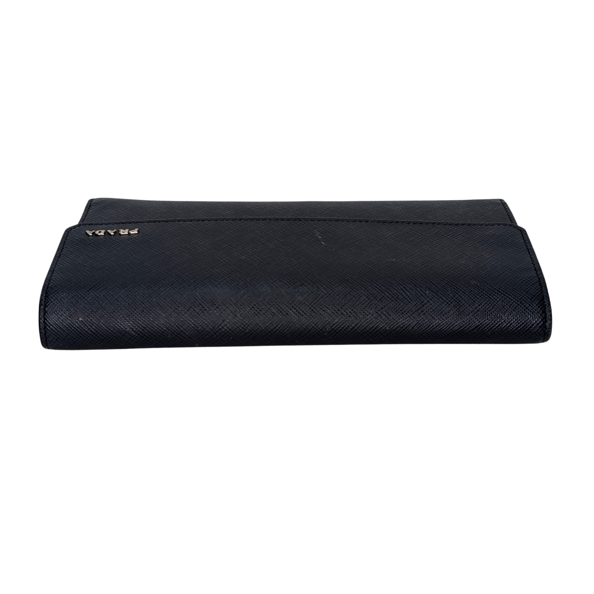 Black Prada Saffiano Multi Pocket Wallet Navy Blue