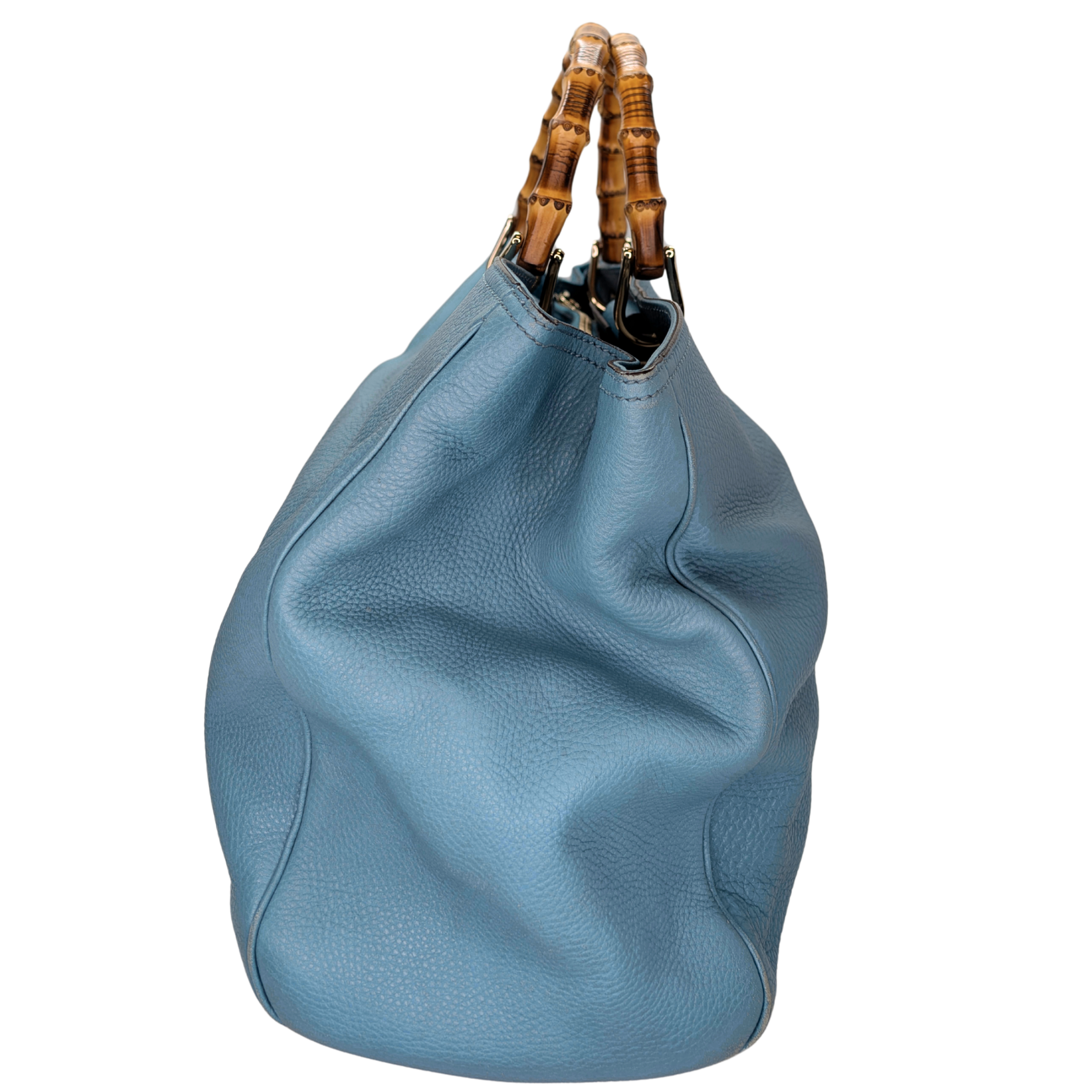 Gucci Bamboo Shopper Tote Bag Large Light Blue