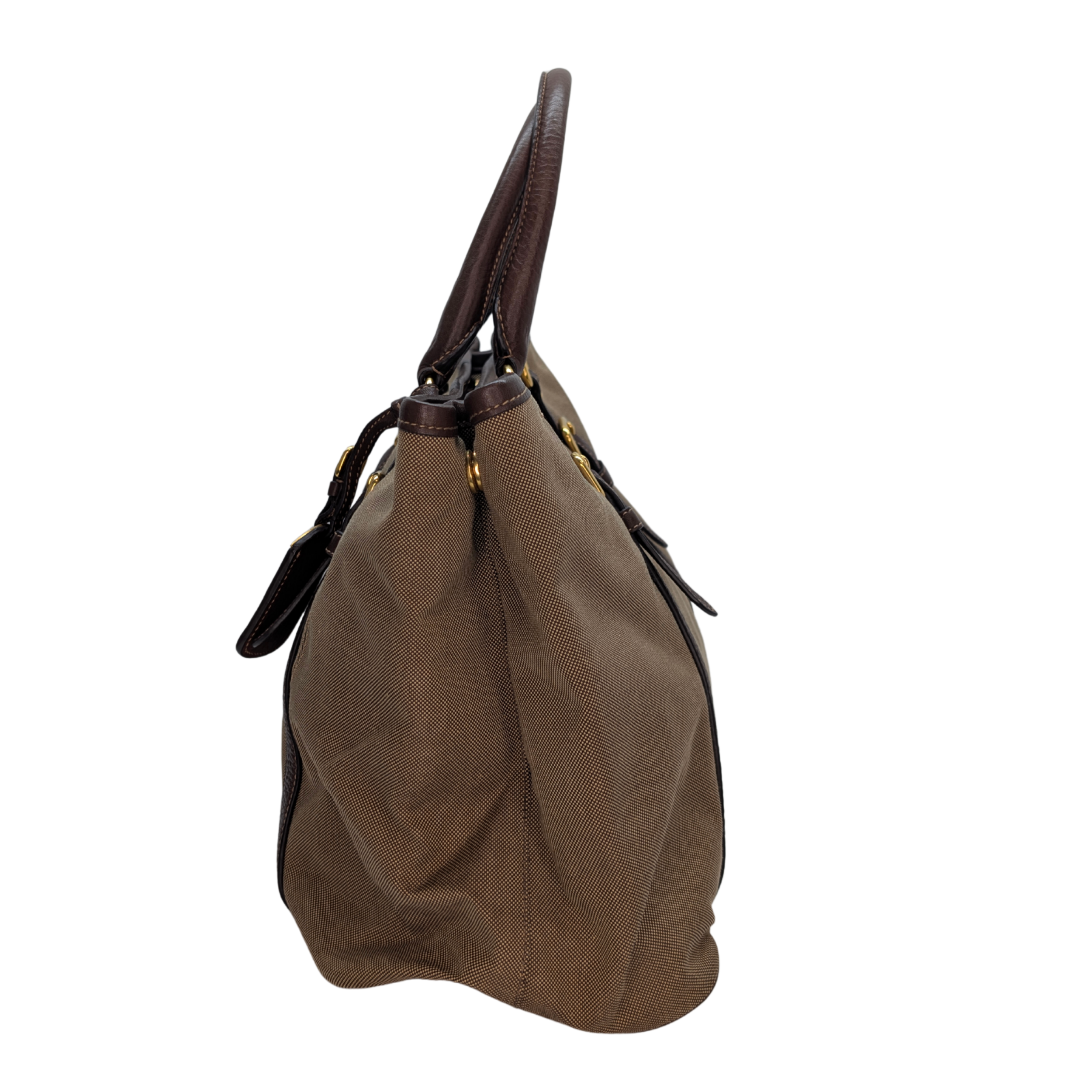 Prada Logo Jacquard Tote Bag Brown