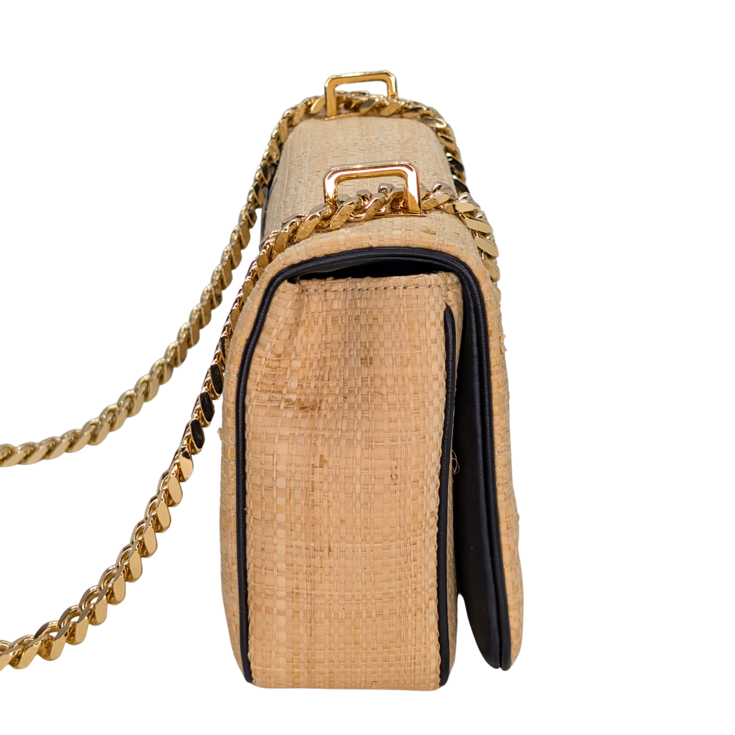 Burberry Small Horseferry Print Quilted Raffia Lola Bag