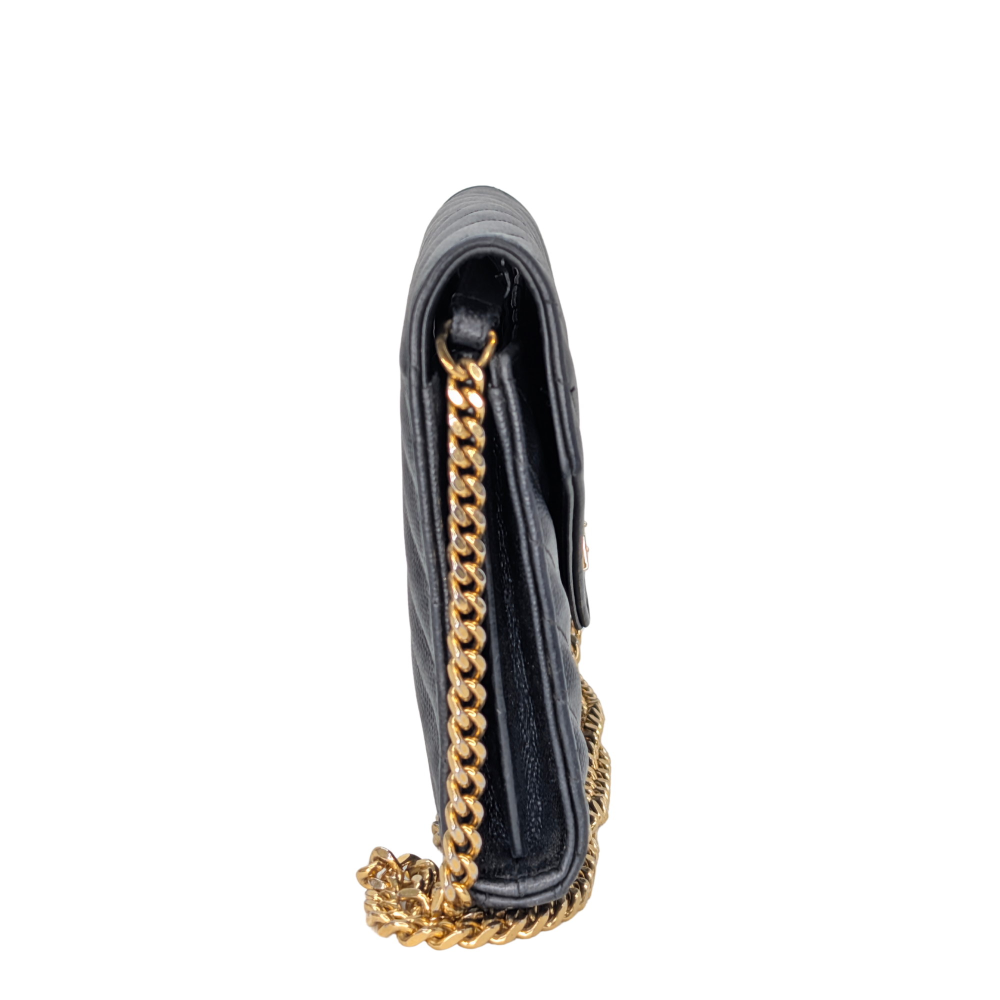 Saint Laurent Cassandre Envelope Chain Wallet Black