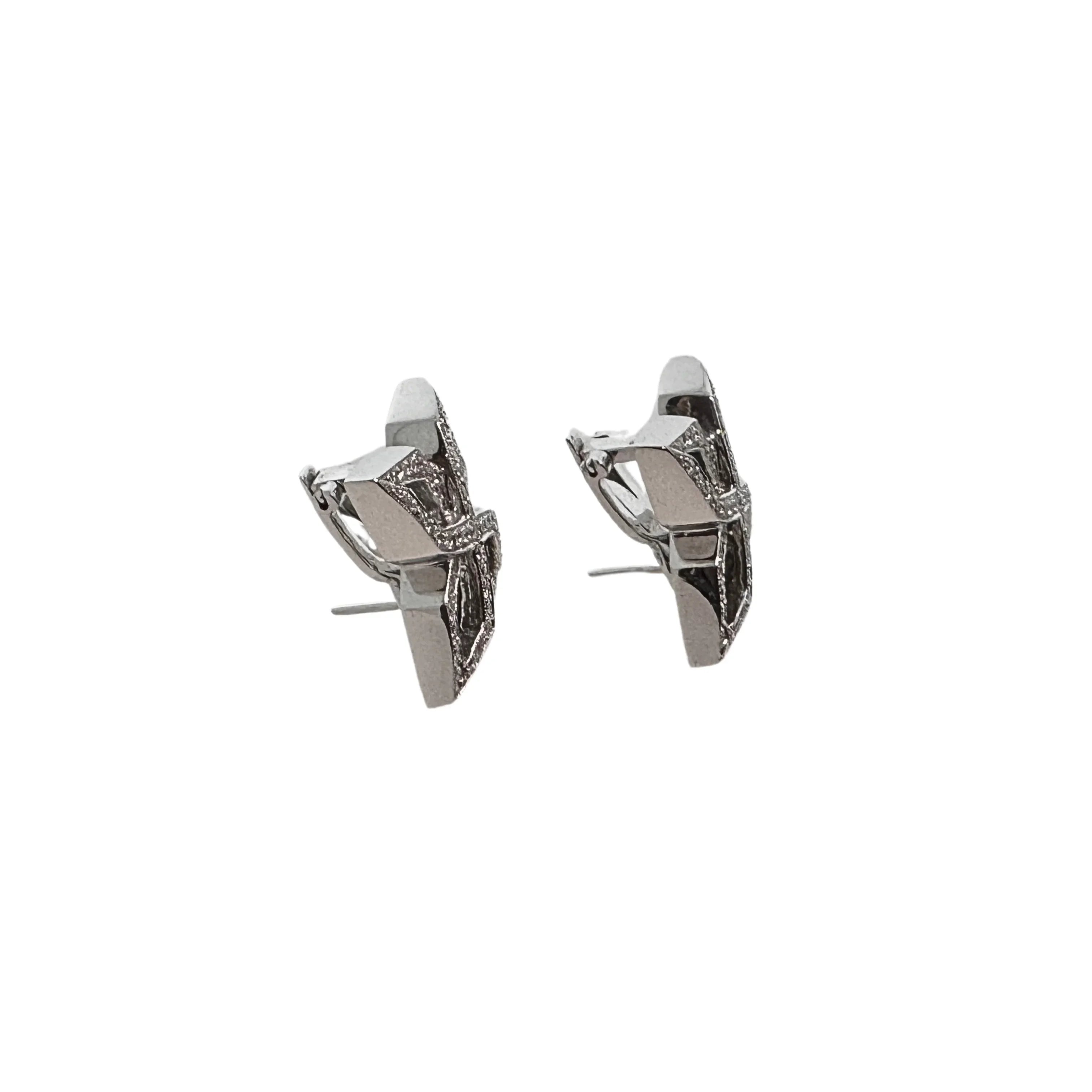 Anton Jewellery 18K White Gold Geometric Flower Diamond Stud Earrings 1.10ct - Lost Designer