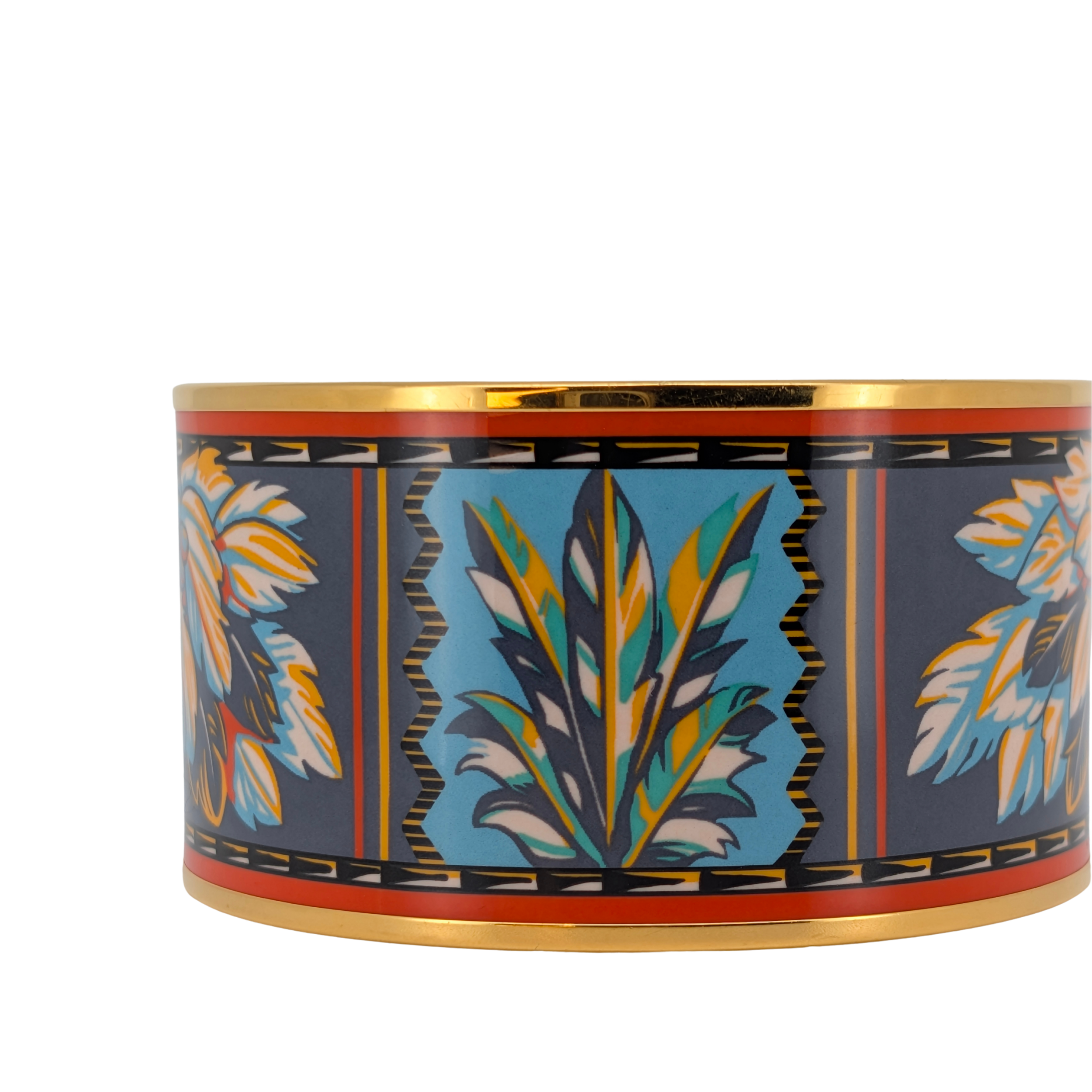 Hermès extra-wide Brazil Enamel Bangle Bracelet