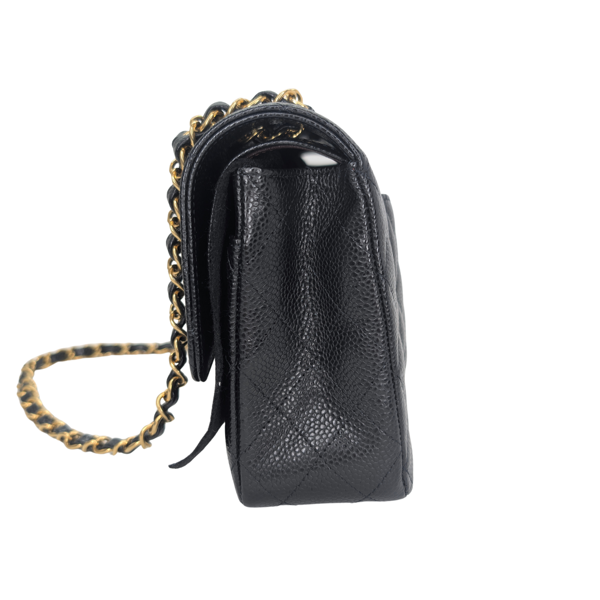 Chanel Classic Flap Bag Caviar Leather Medium Black (Microchip)