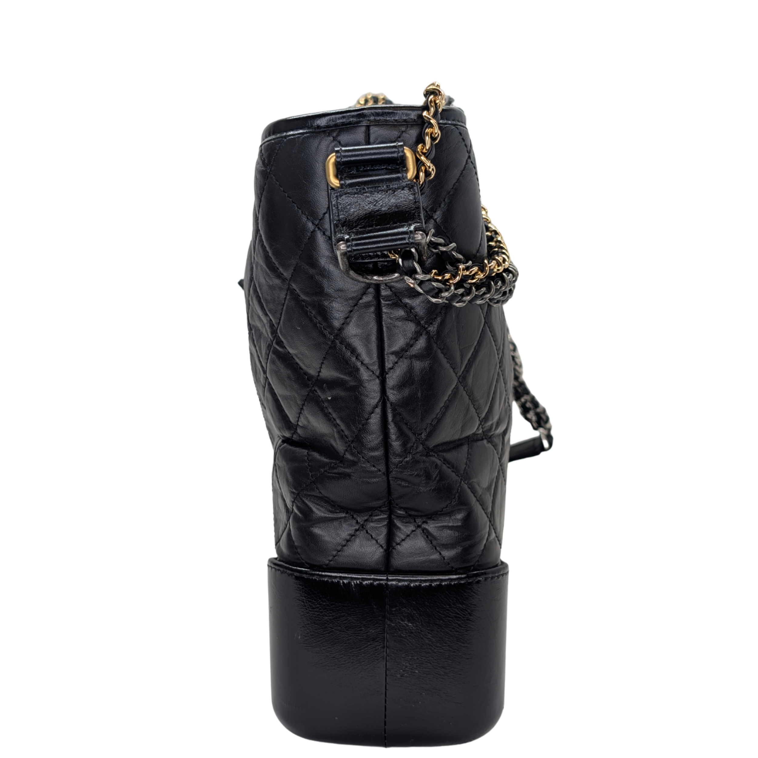 Chanel Aged Calfskin Quilted Large Gabrielle Hobo Bag Black