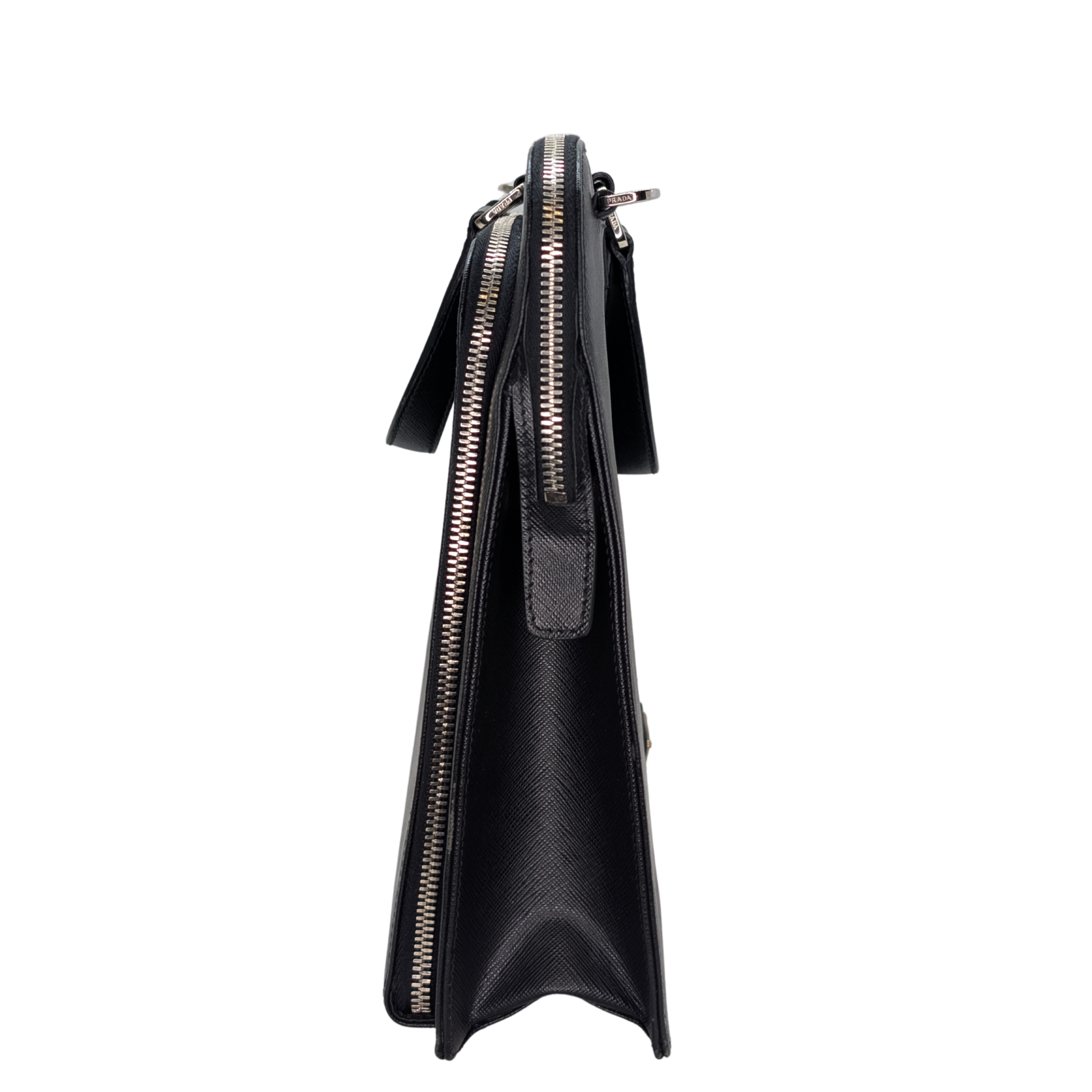 Prada Saffiano Leather Travel Briefcase Bag Black
