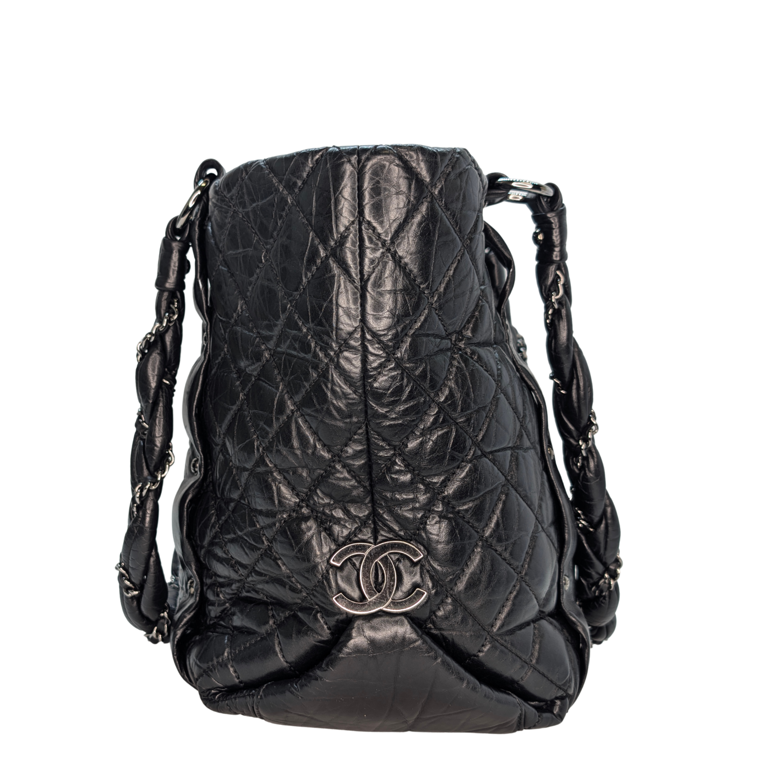Chanel Distressed Lambskin Lady Braid Tote Bag Black
