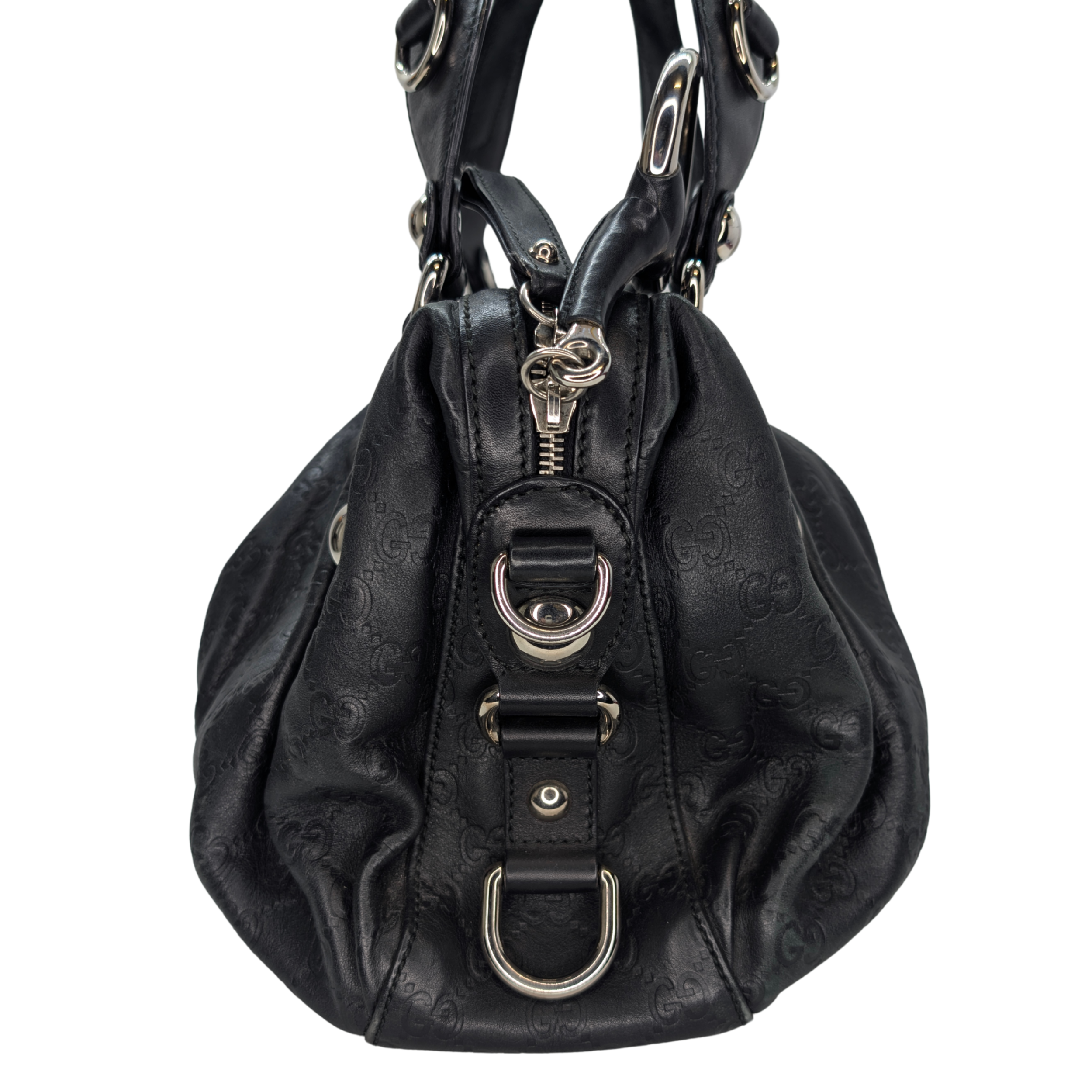 Gucci Guccissima Icon Bit Medium Boston Bag Black