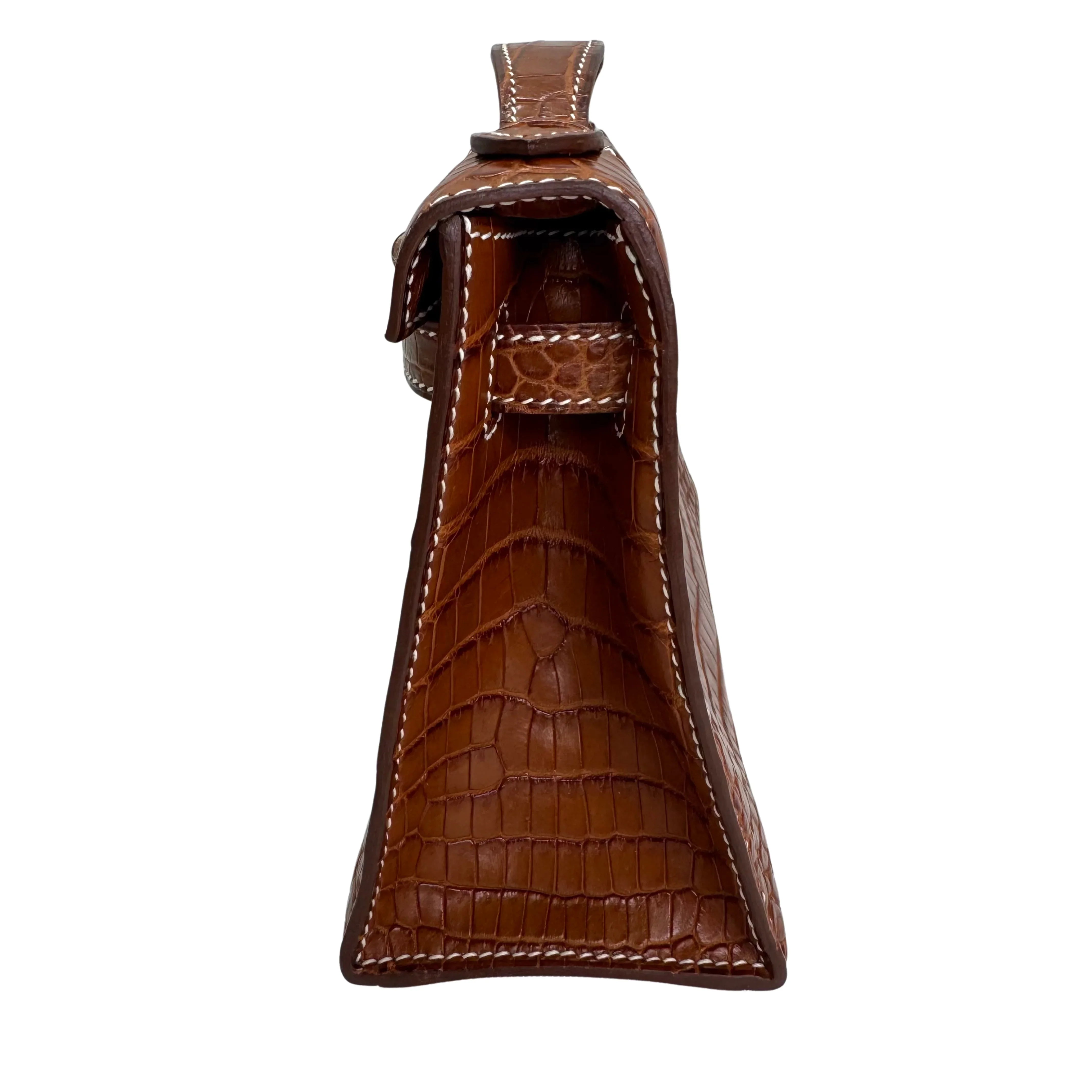 Hermes Kelly Pochette Fauve Niloticus Crocodile PHW □ J Stamp - Lost Designer