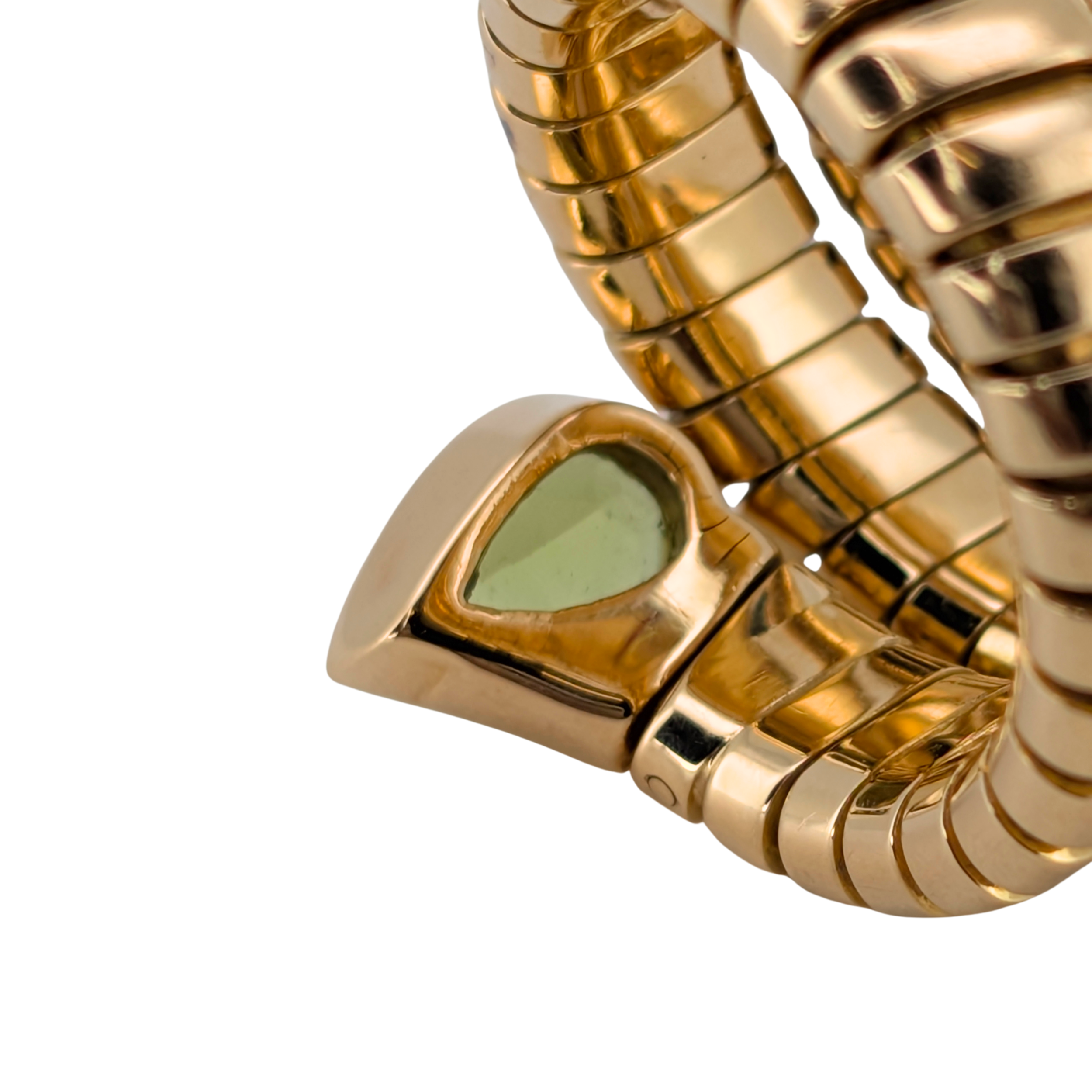 Bvlgari 18K Gold Peridot Tubogas Ring