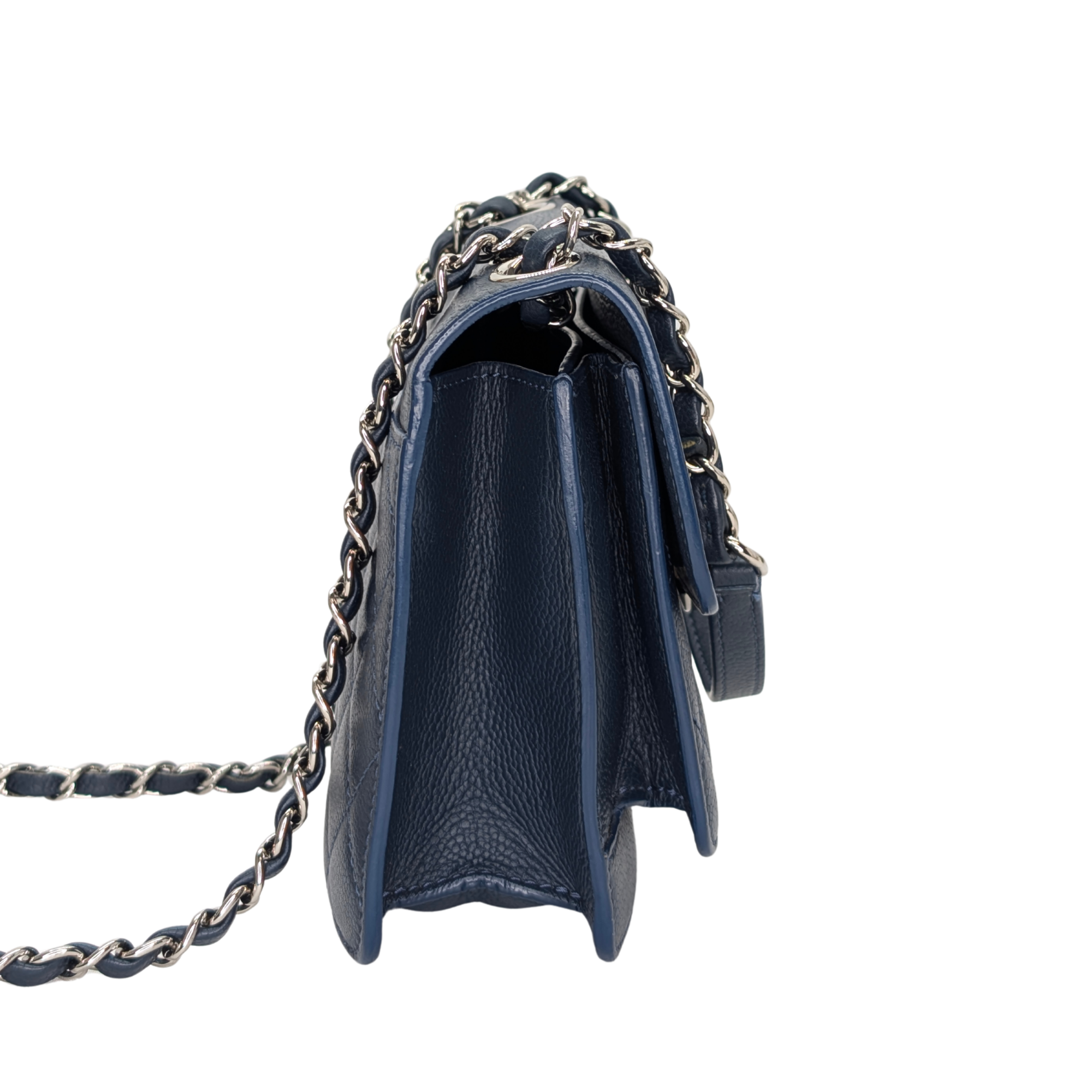 Chanel CC Box Flap Shoulder Bag Navy Blue