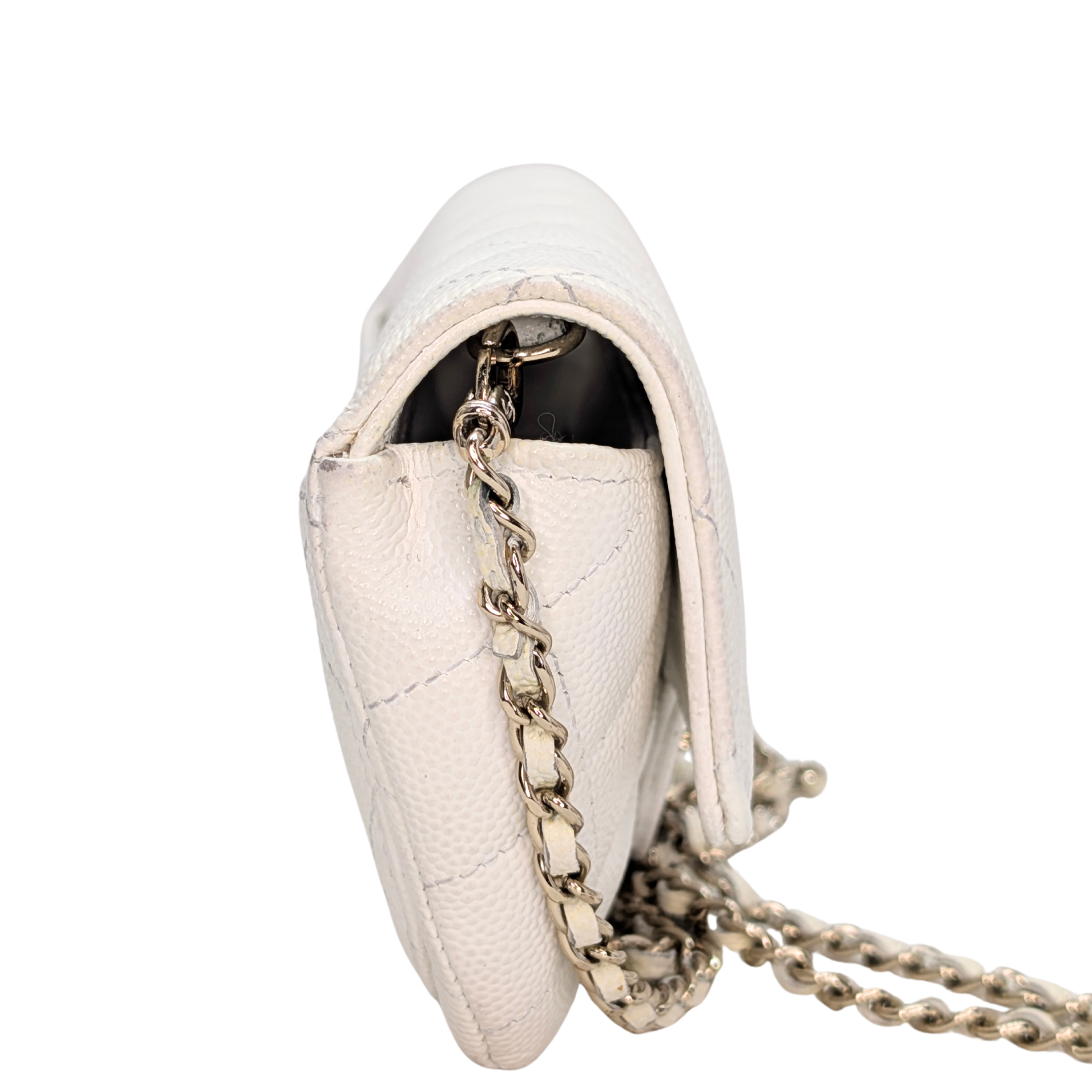 Chanel Quilted Caviar Sunglasses Case Bag White