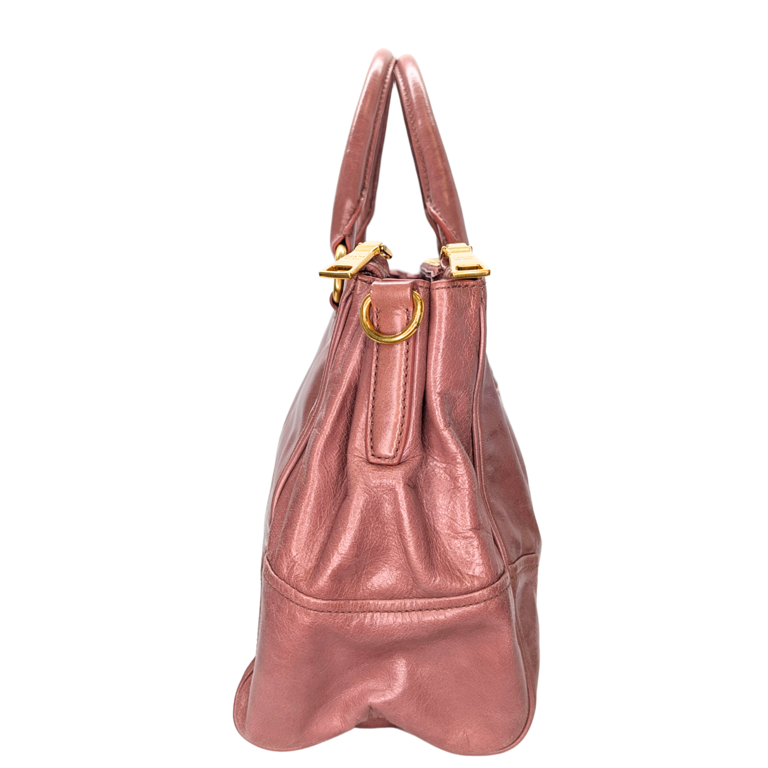 Prada Vitello Shine Shopping Tote Bag Dusky Rose