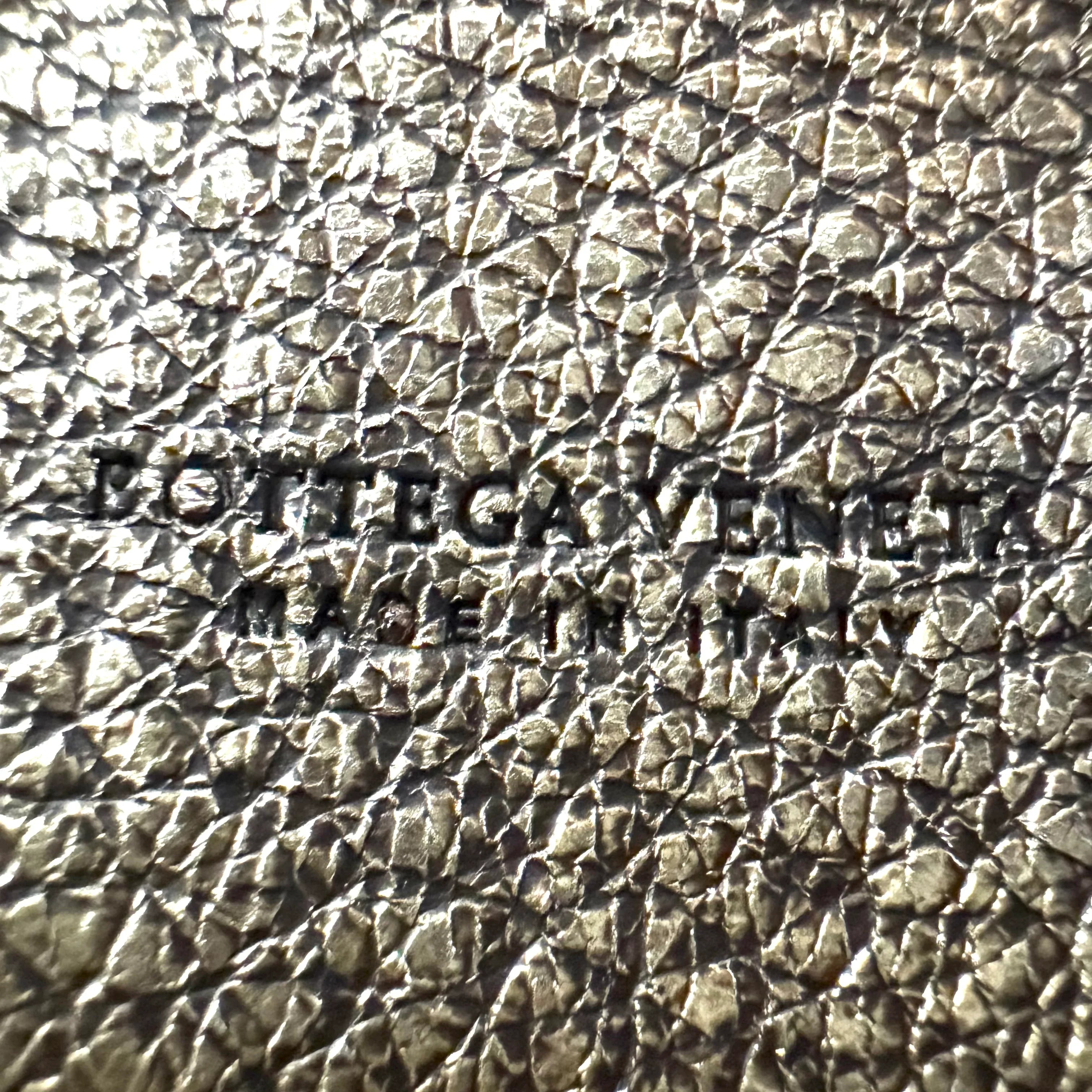 Bottega Veneta Metallic Pewter Woven and Pebbled Leather Long Wallet - Lost Designer