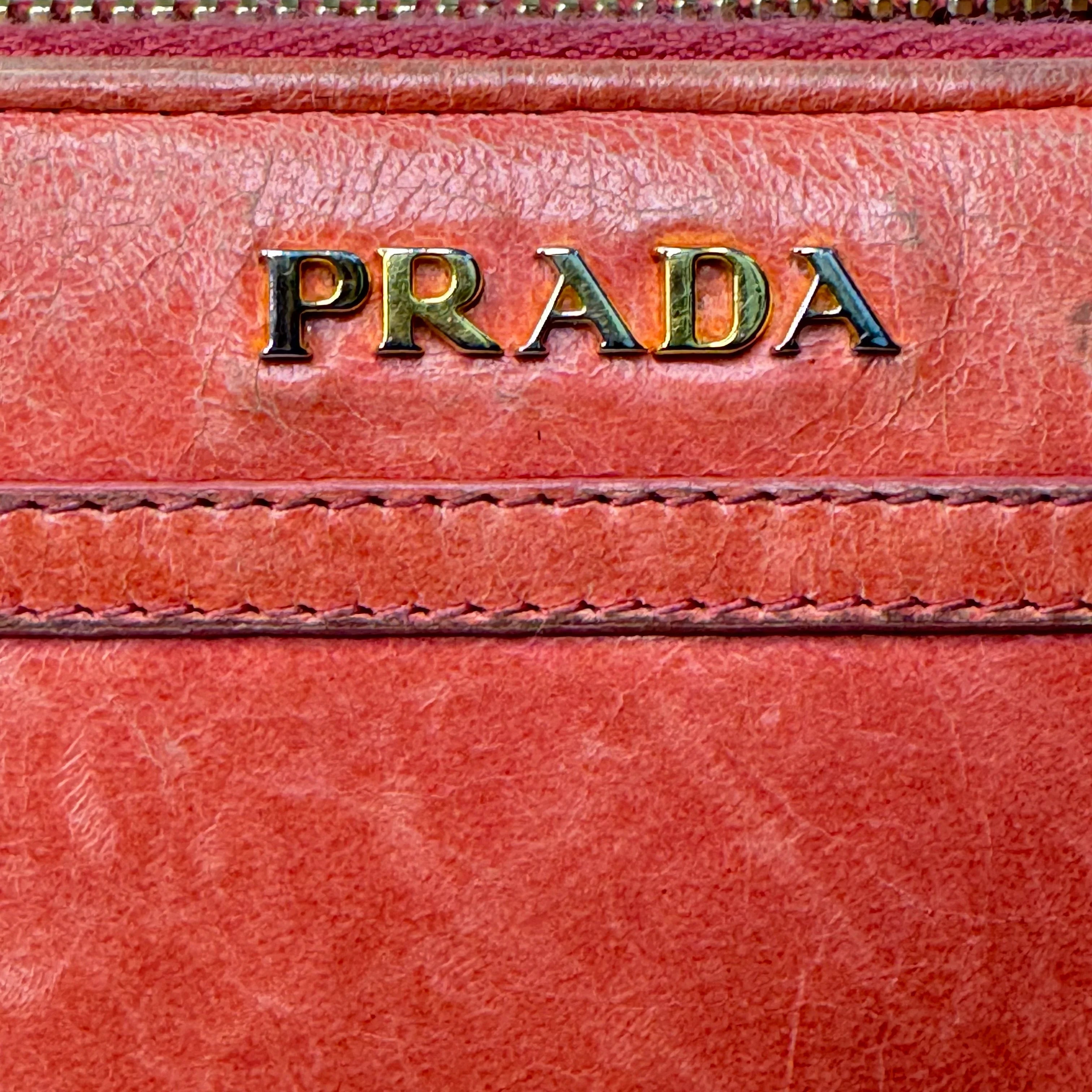 Prada Pink Leather Long Wallet with Zip Coin Compartment - Lost Designer