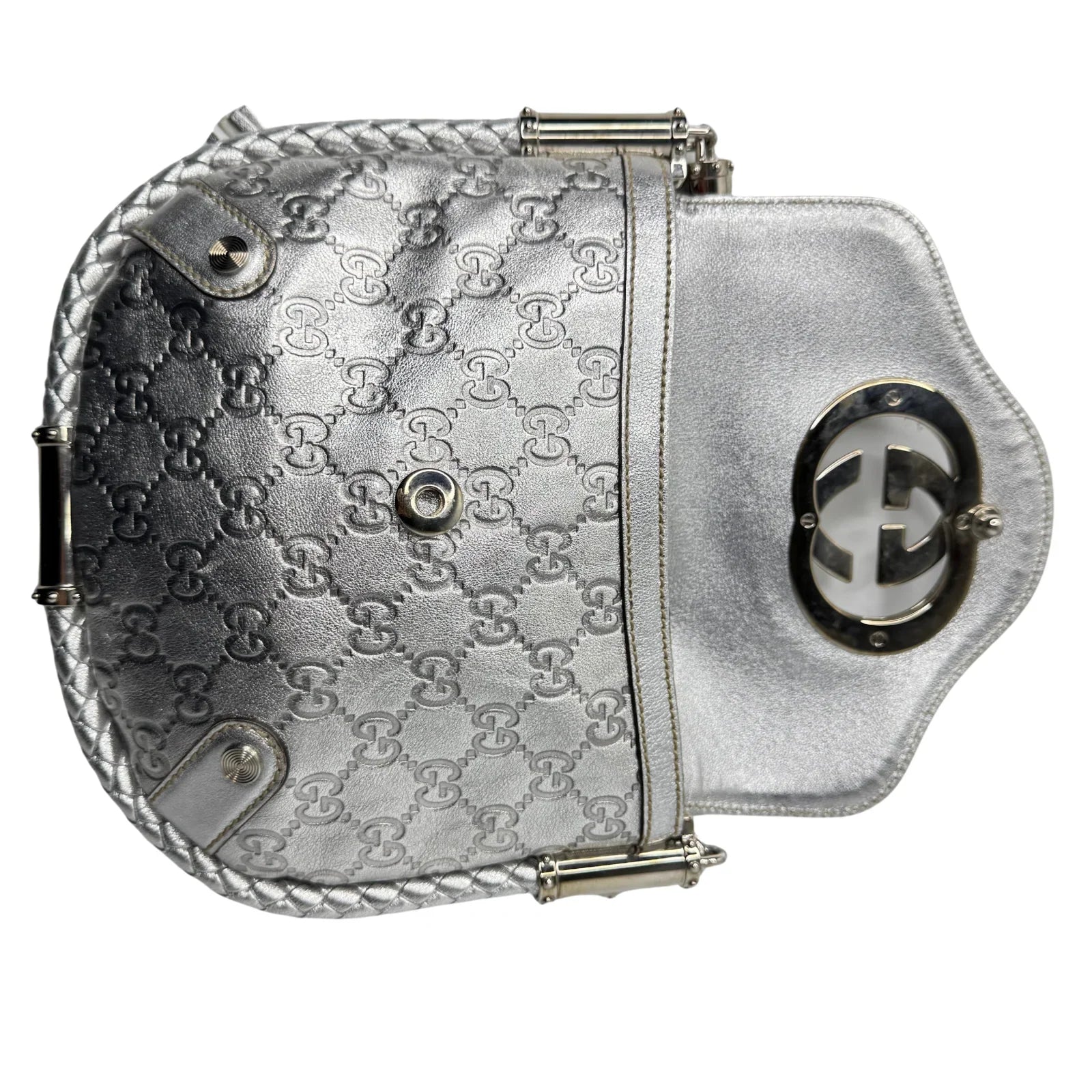 Gucci Guccissima Small Britt Tassel Shoulder Bag – Silver - Lost Designer