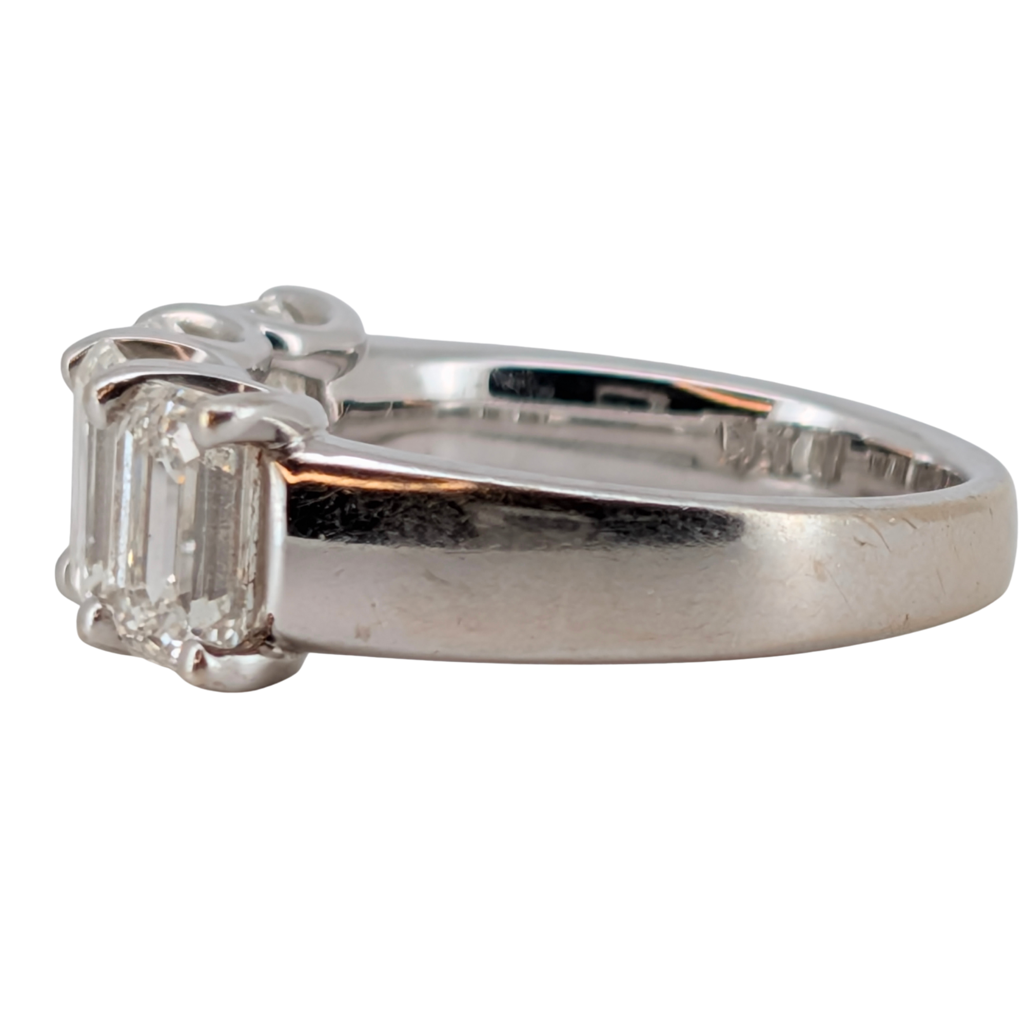 4.00Ct Natural Diamond Emerald Cut Ring In 18K White Gold