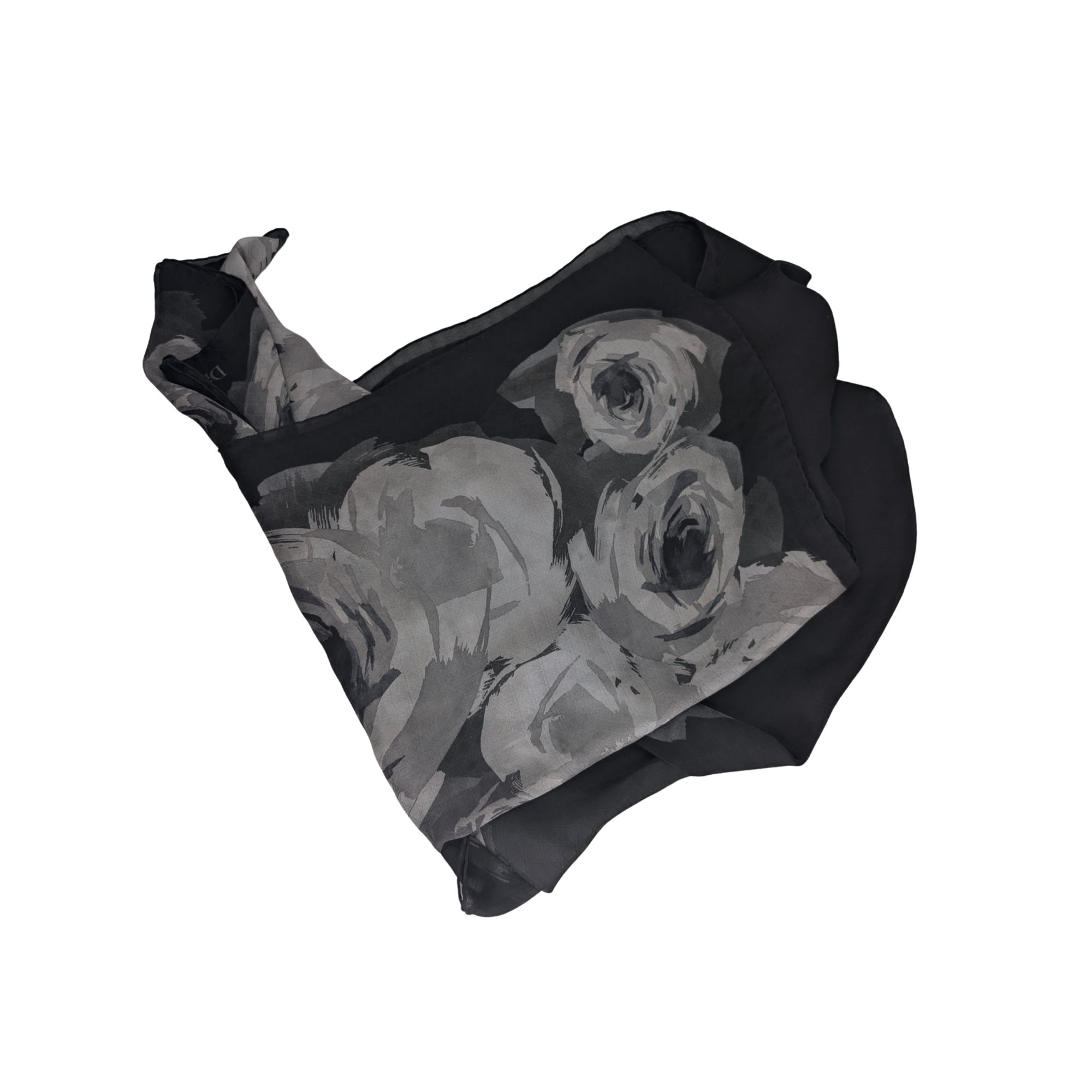 Christian Dior Floral Silk Scarf Black