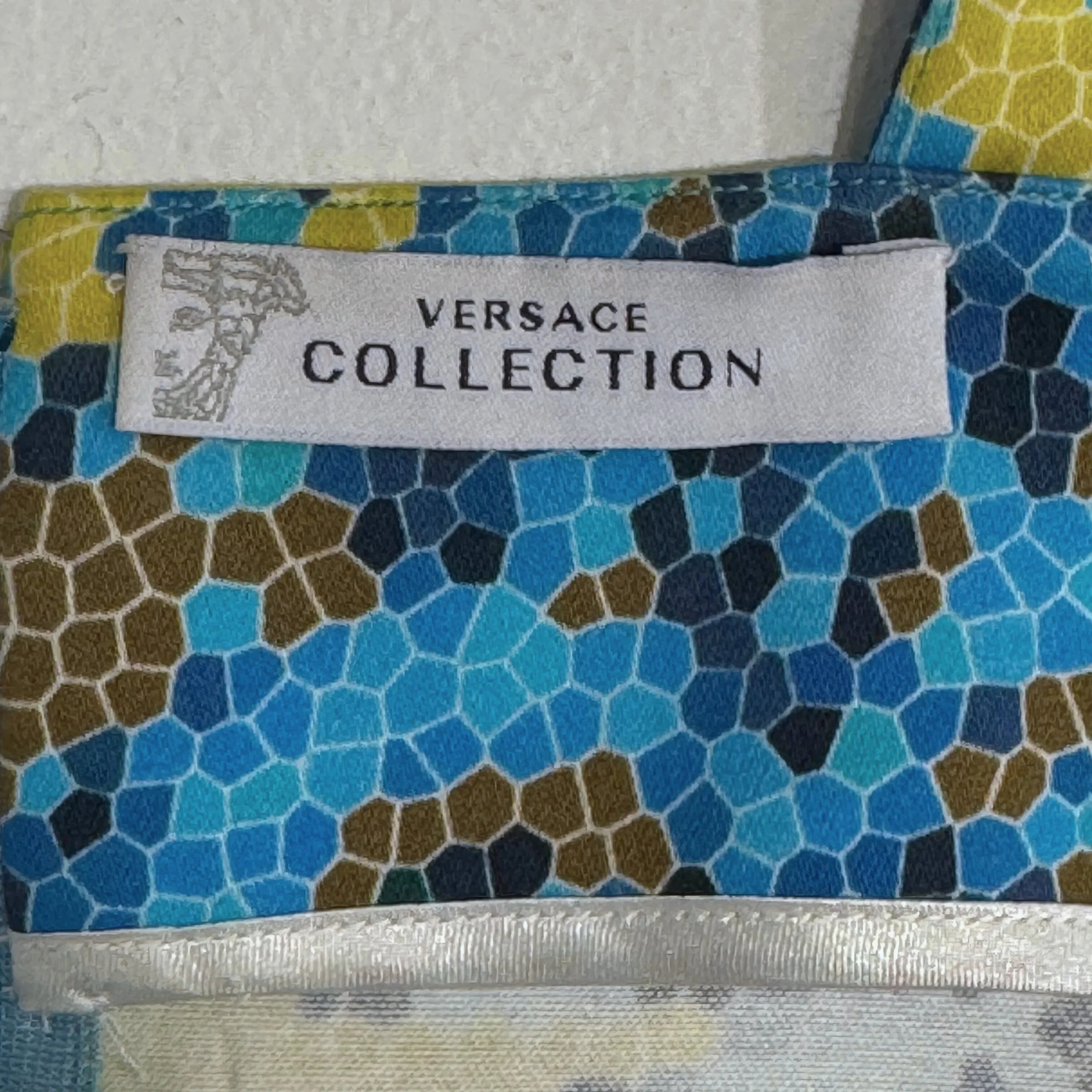 Versace Yellow x Blue Baroque Print Sleeveless Sheath Dress Size 42 - Lost Designer