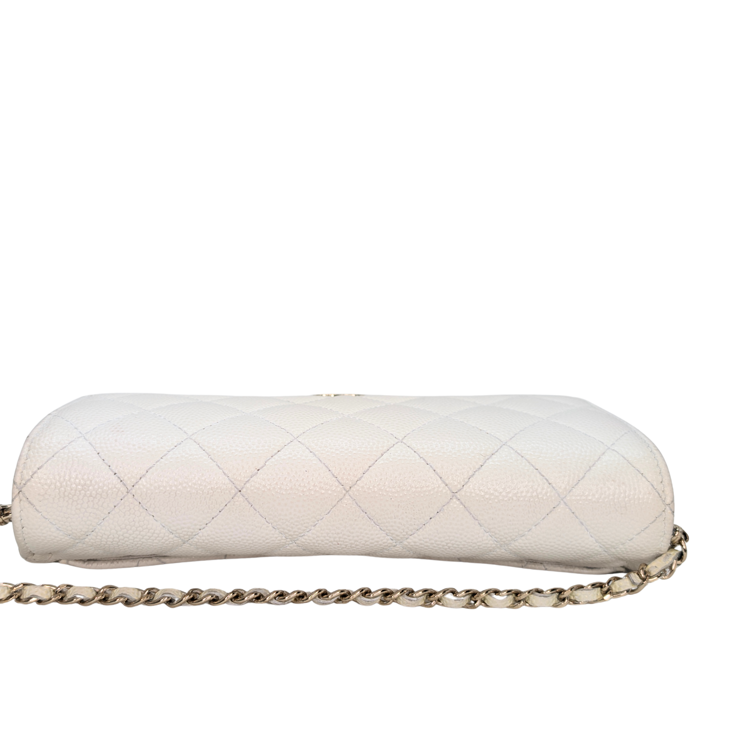 Chanel Quilted Caviar Sunglasses Case Bag White