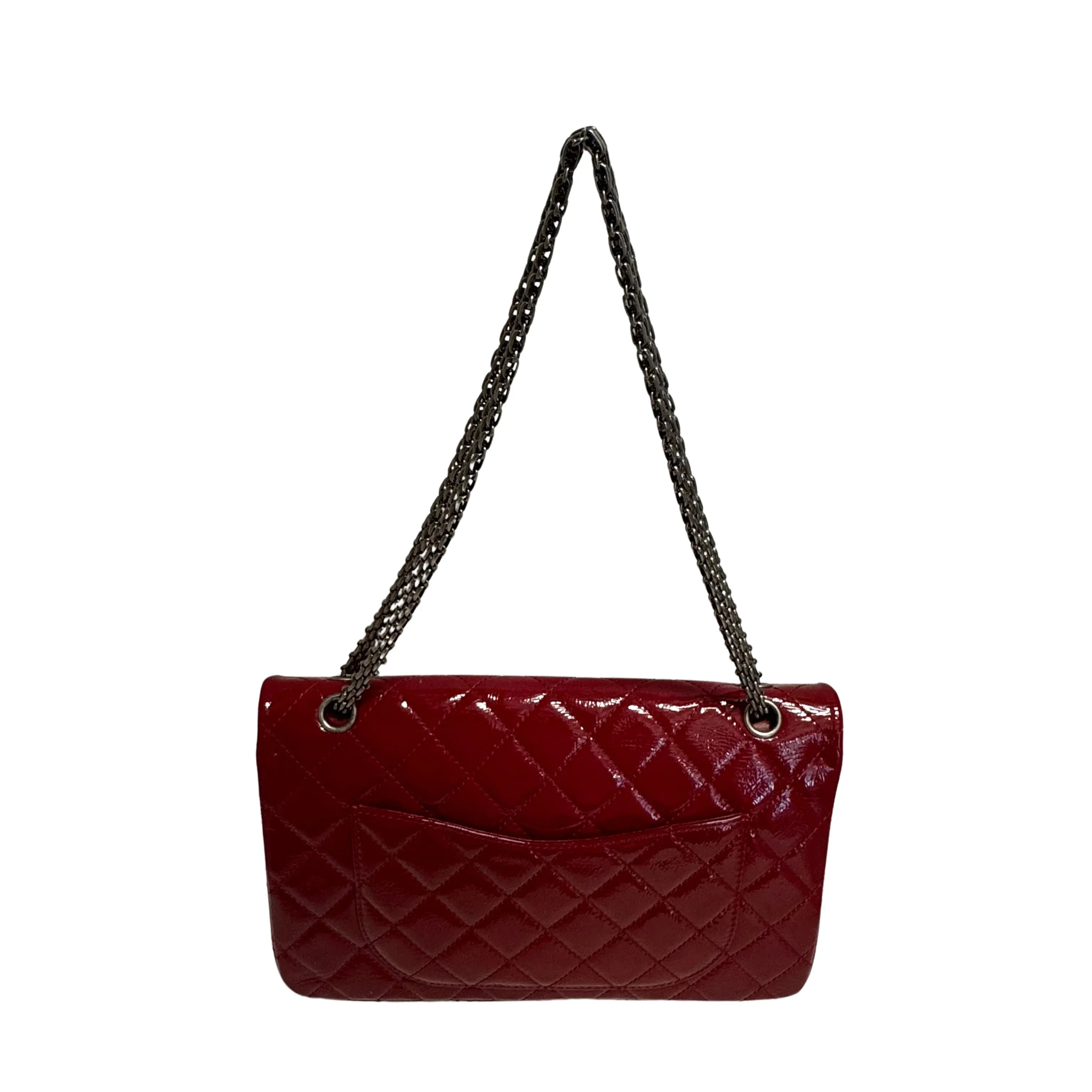 Chanel Flap Patent Calfskin Quilted 2.55 Reissue 227 Deep Red - Lost Designer
