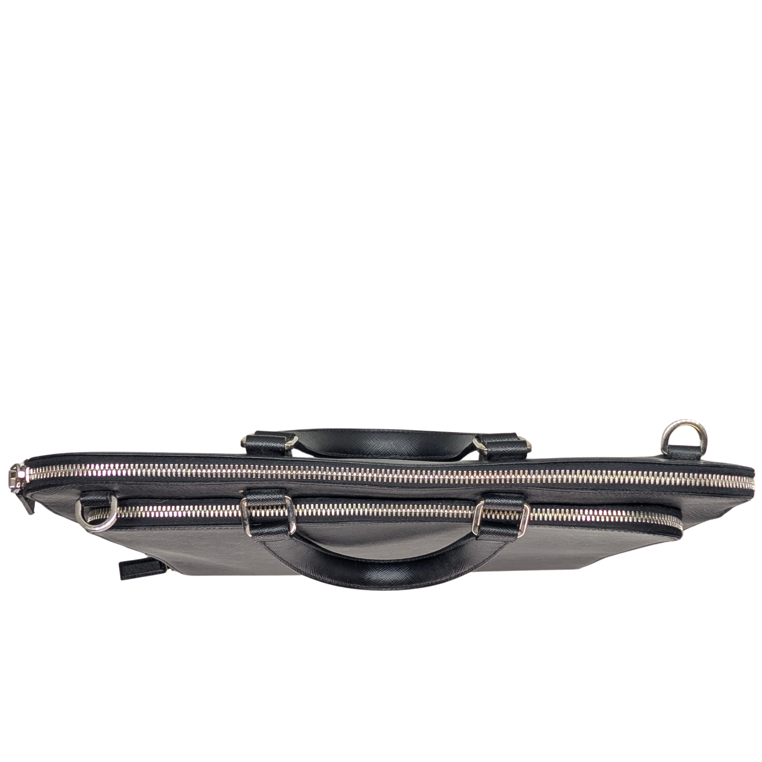 Prada Saffiano Leather Travel Briefcase Bag Black