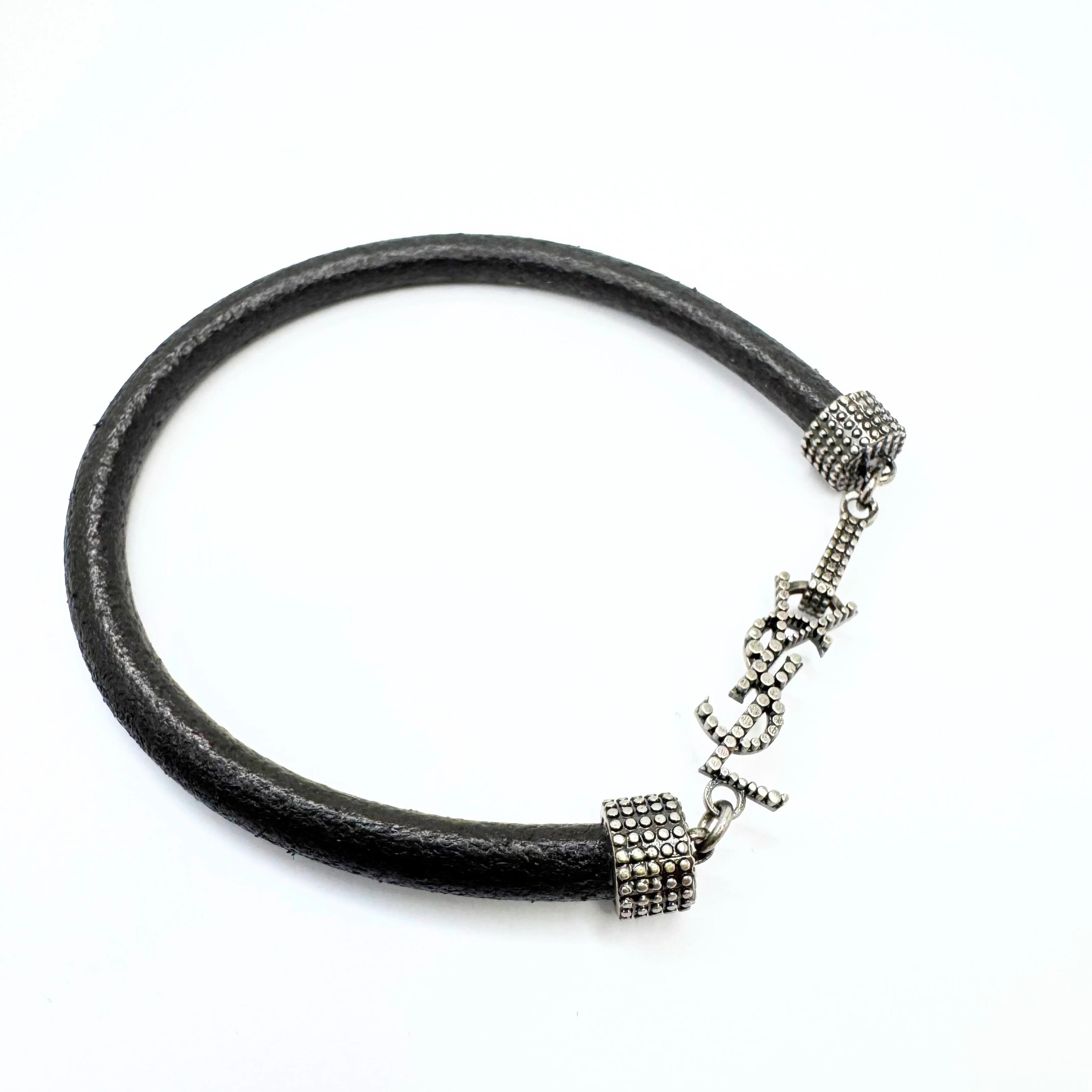 Saint Laurent Textured Leather Bracelet - Lost Designer