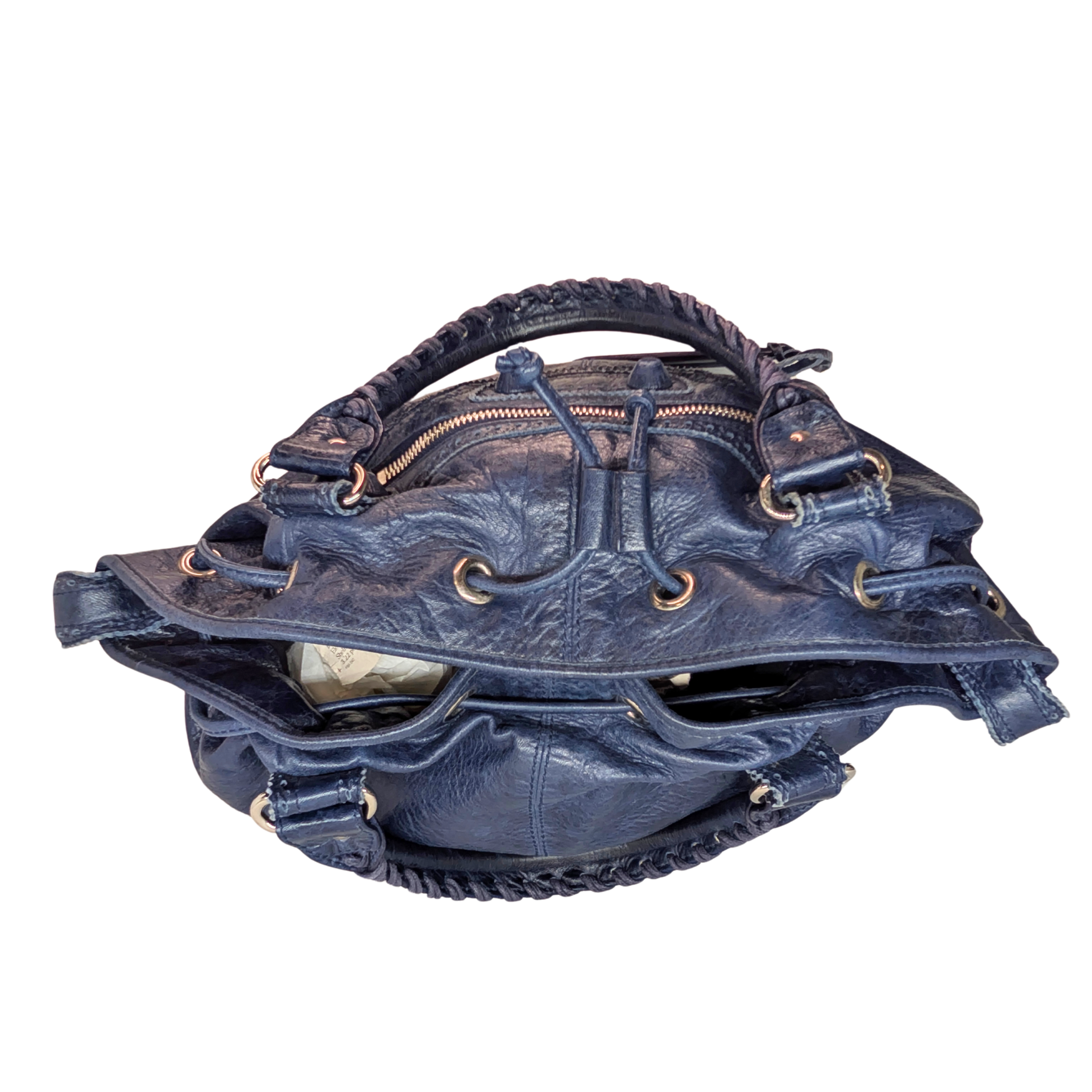 Balenciaga Pompon Motocross City Bag Navy
