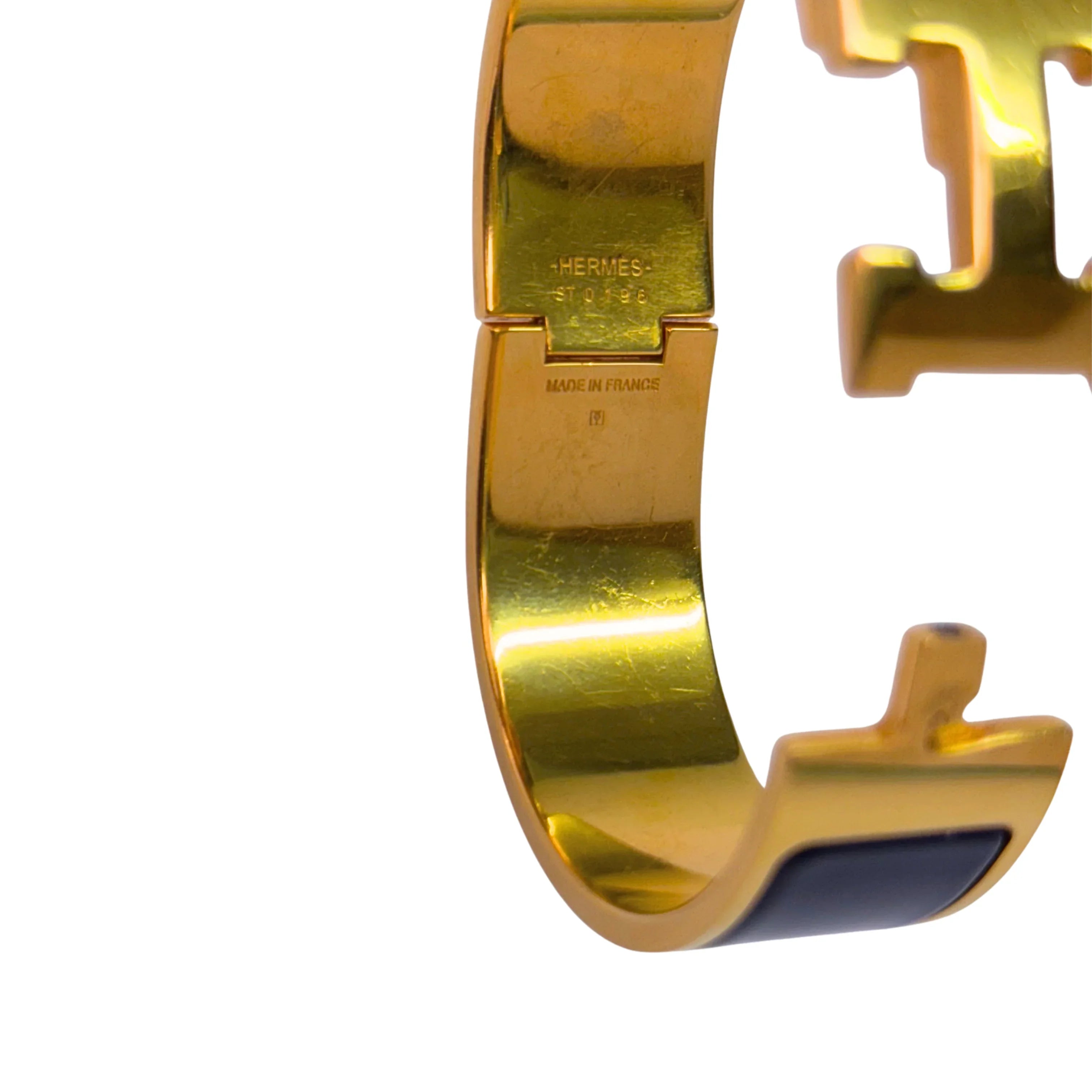 Hermes Clic Clac H Ultramarine Enamel Gold Hardware Bracelet - Lost Designer