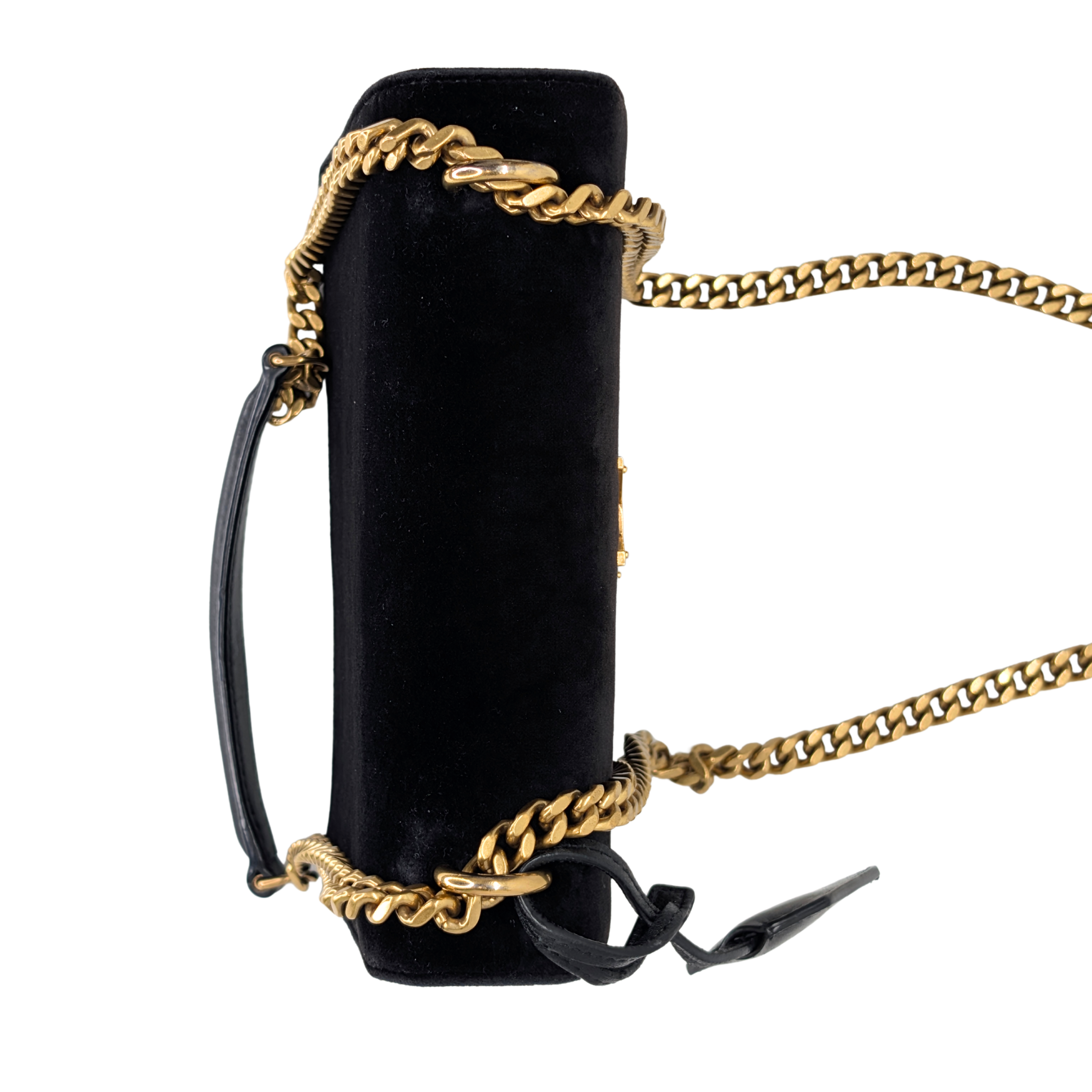 Saint Laurent Sunset Velvet Small Bag Black