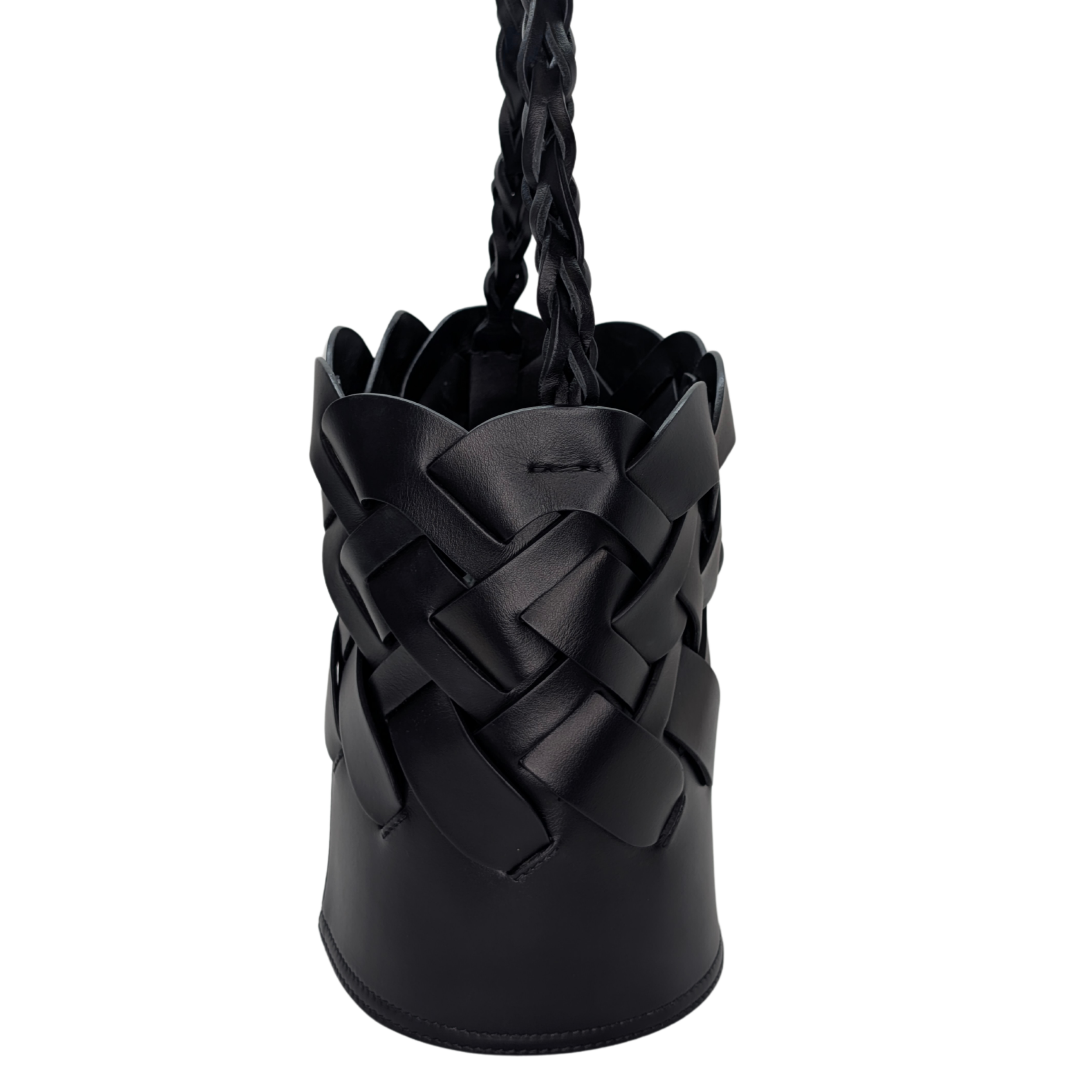 Prada Vitello Intrecciato Tress Bucket Bag Black