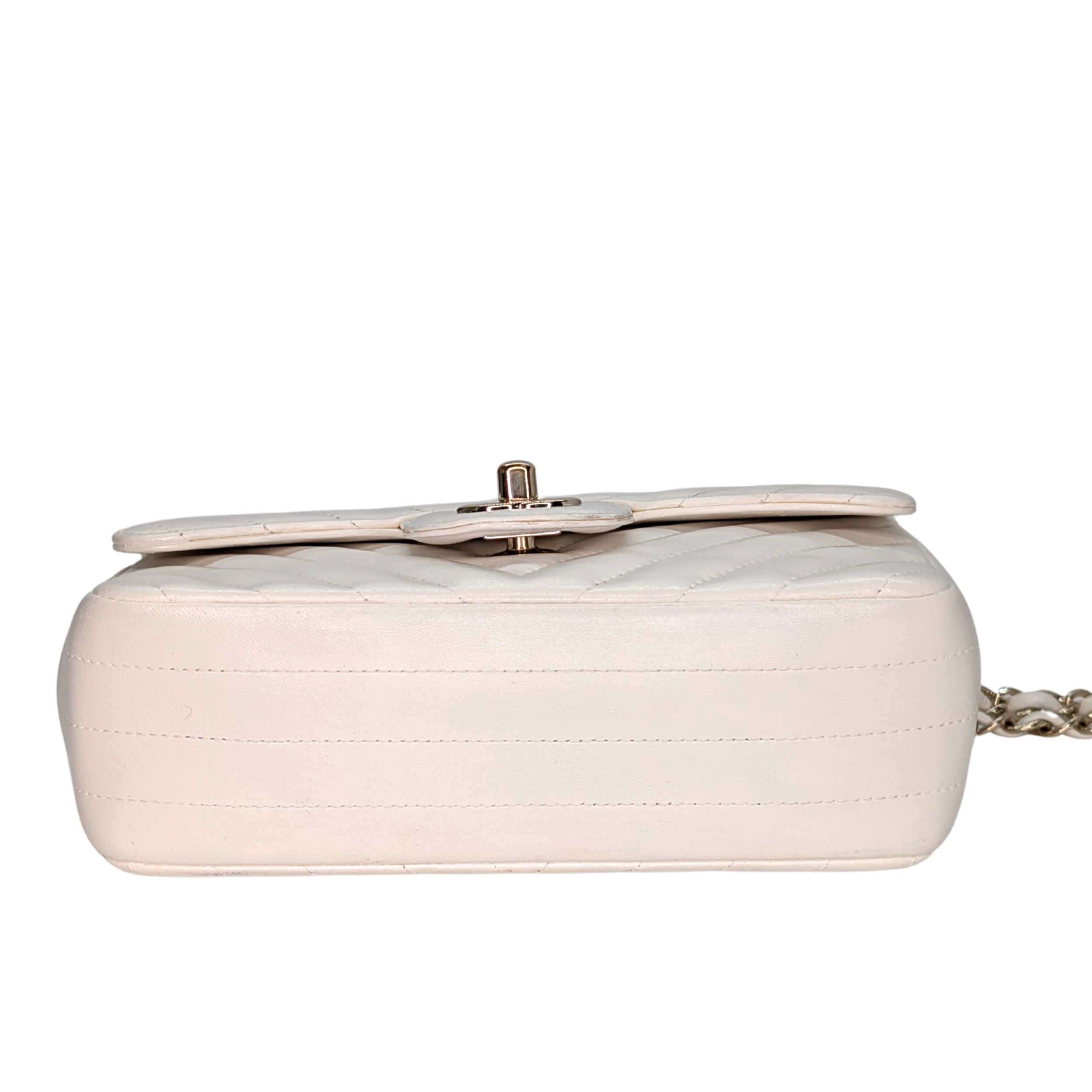 Chanel Mini Flap Bag Chevron lambskin White