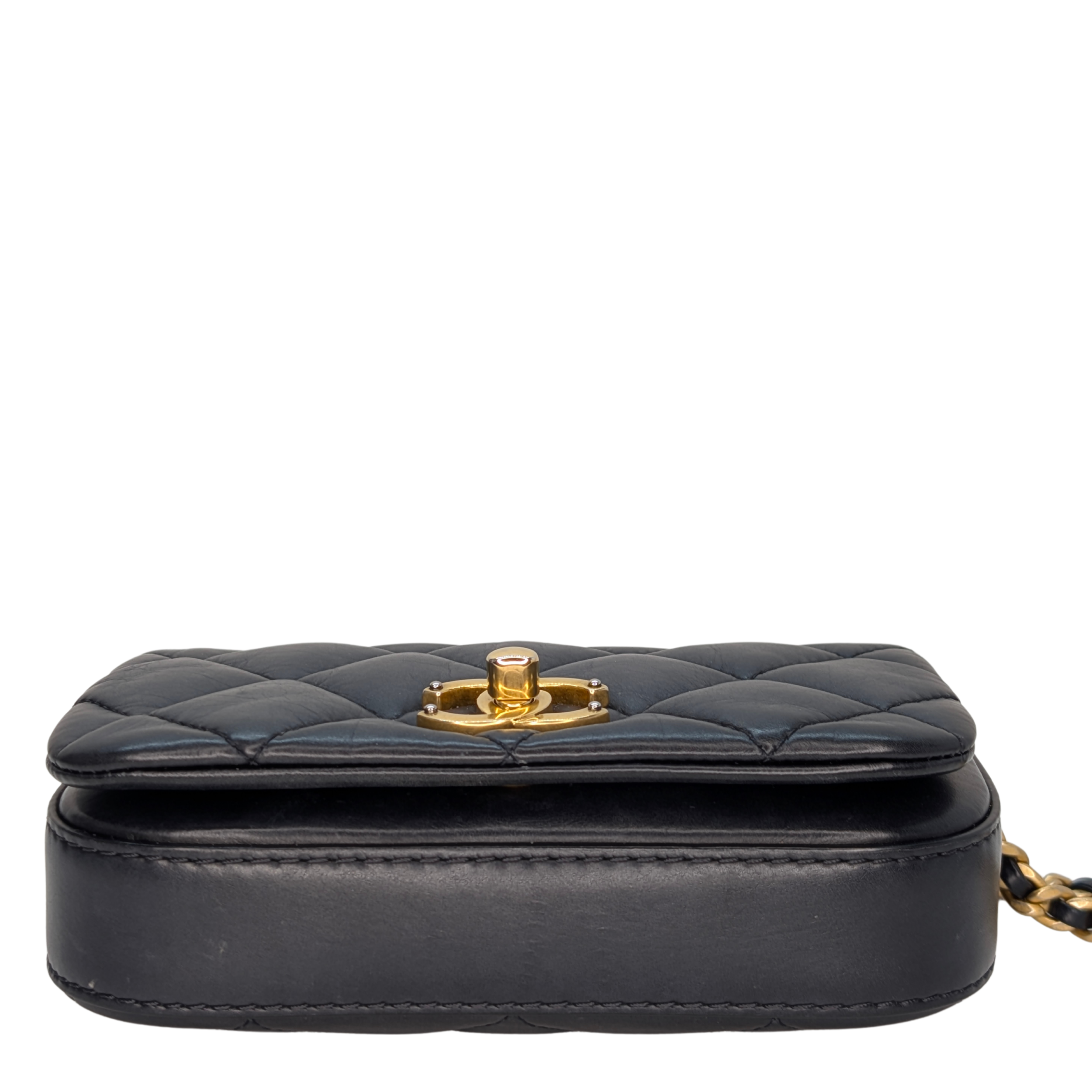 Chanel Quilted Mini Nailed CC Flap Bag Black