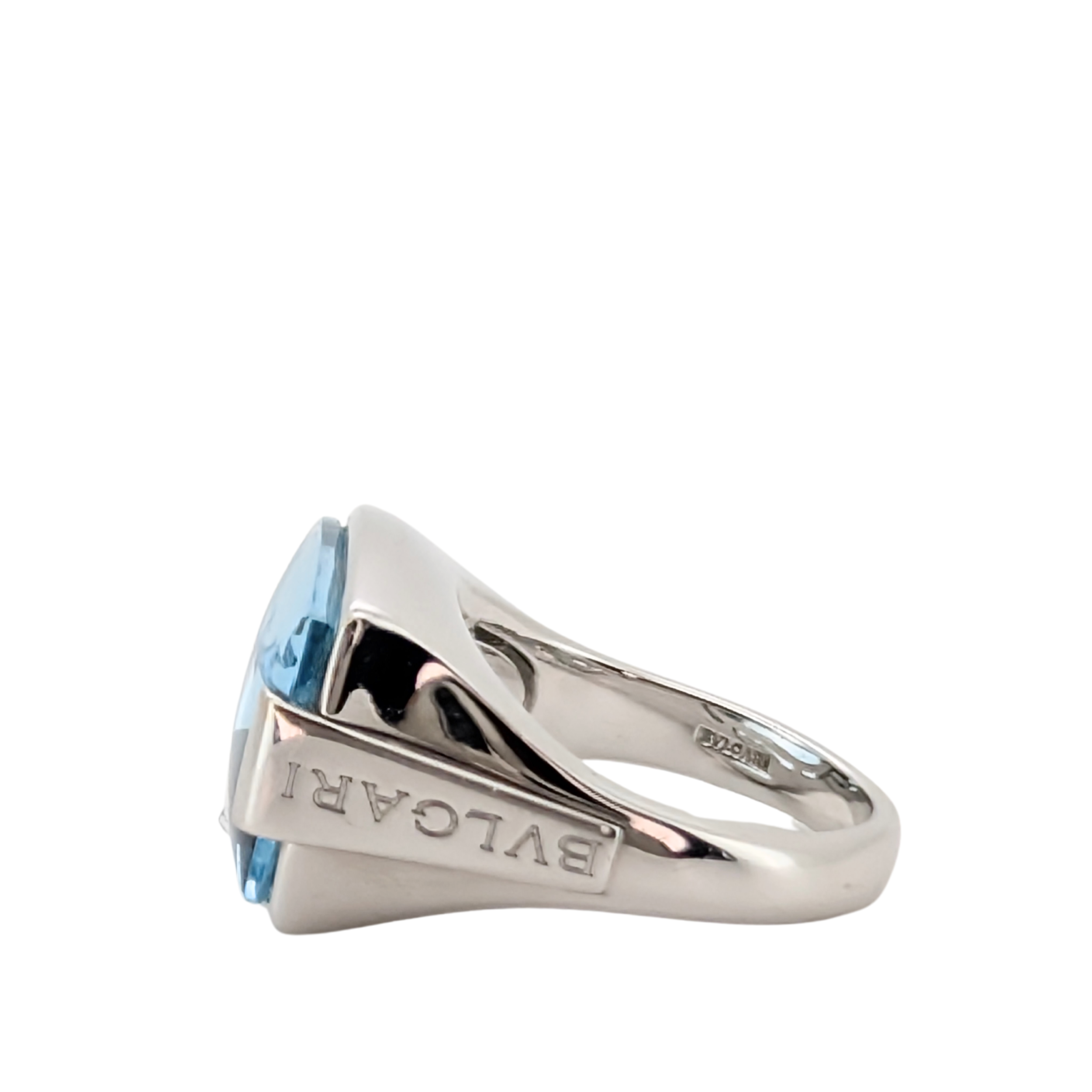 Bvlgari Metropolis Blue Topaz Ring In 18K White Gold