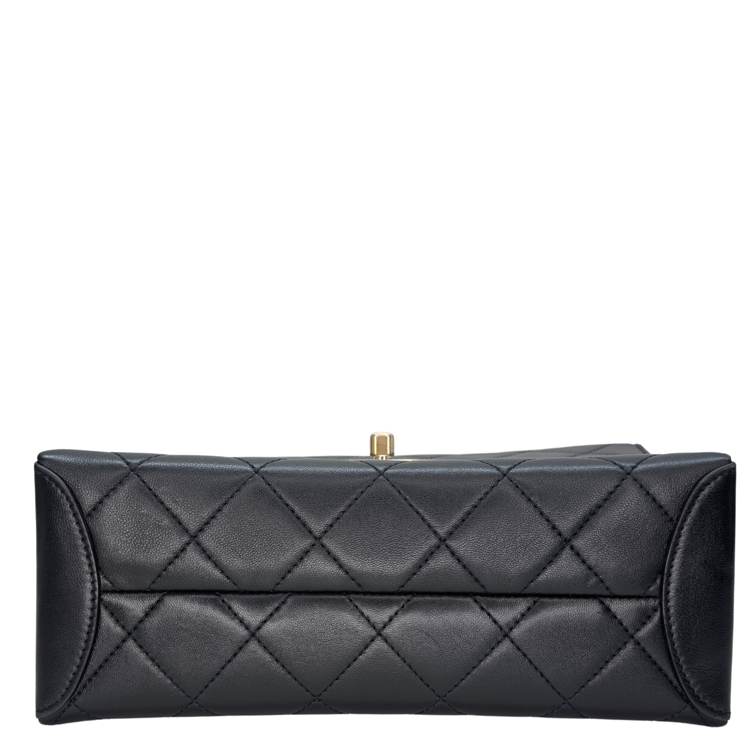 Chanel Small Trendy Spirit Top Handle Flap Bag Lambskin Black
