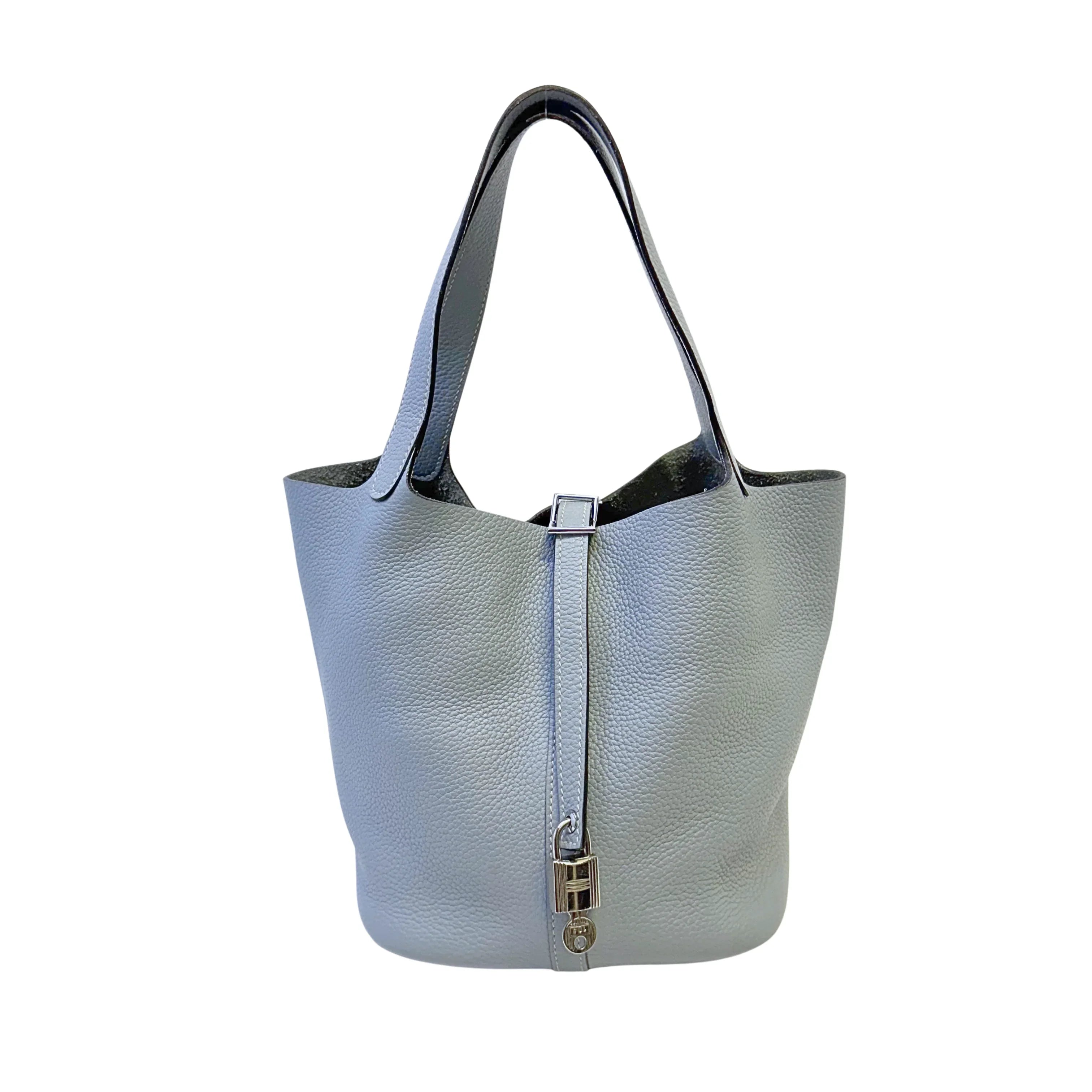 Hermès Picotin Lock 18 Handbag Leather Light Blue - Lost Designer