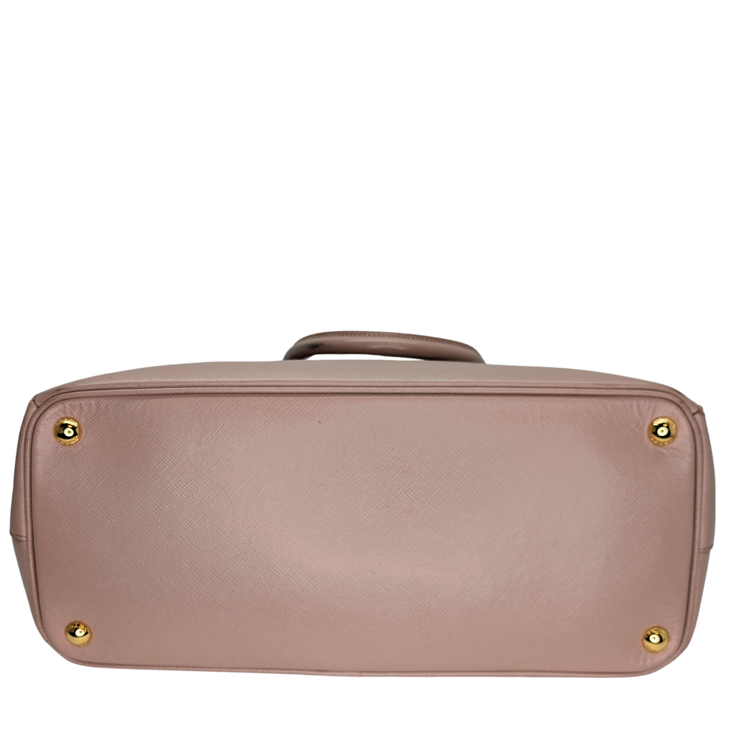 Prada Saffiano Medium Galleria Lux Double Zip Tote Cammeo