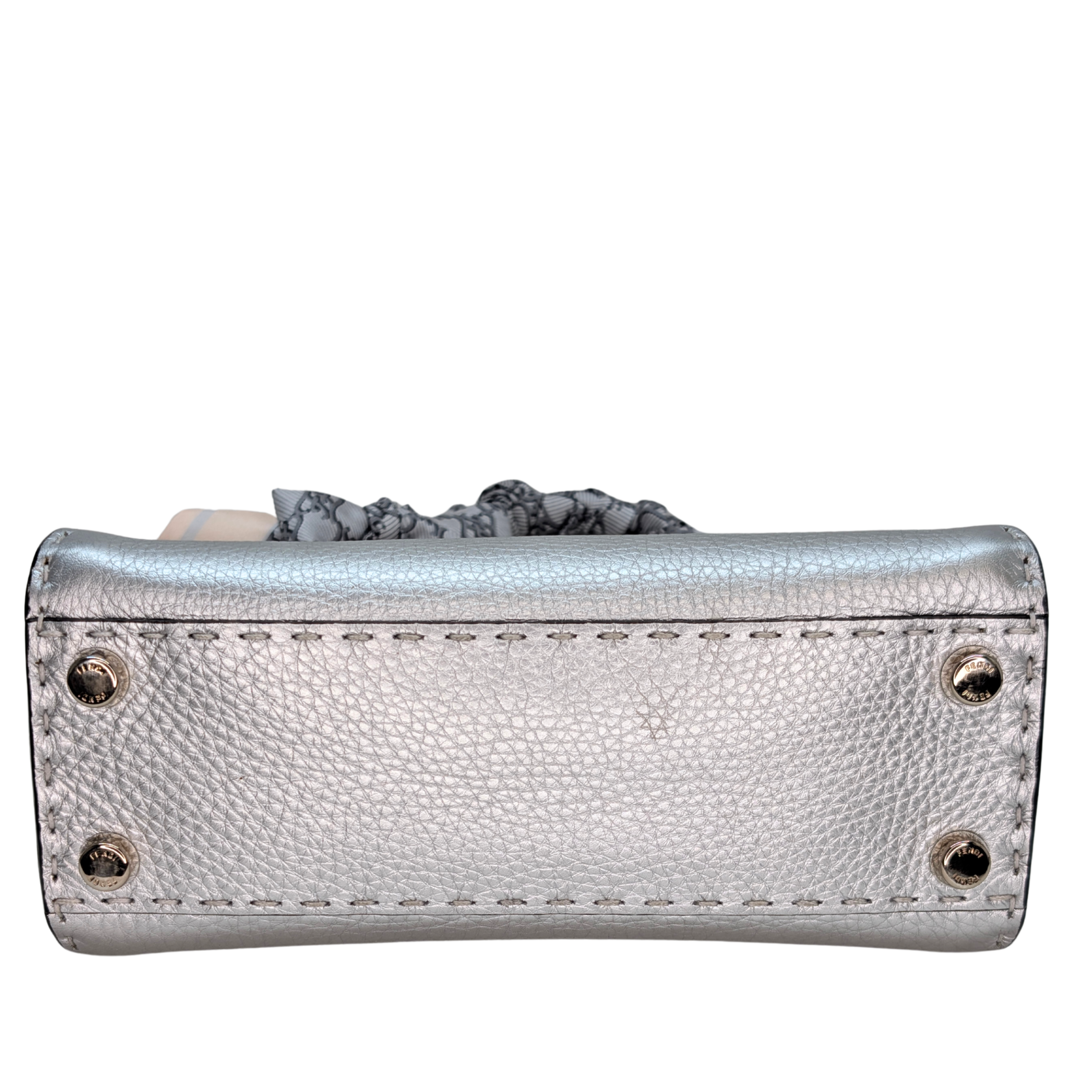Fendi Peekaboo ISeeU Petite Mini Selleria Bag Silver Metallic