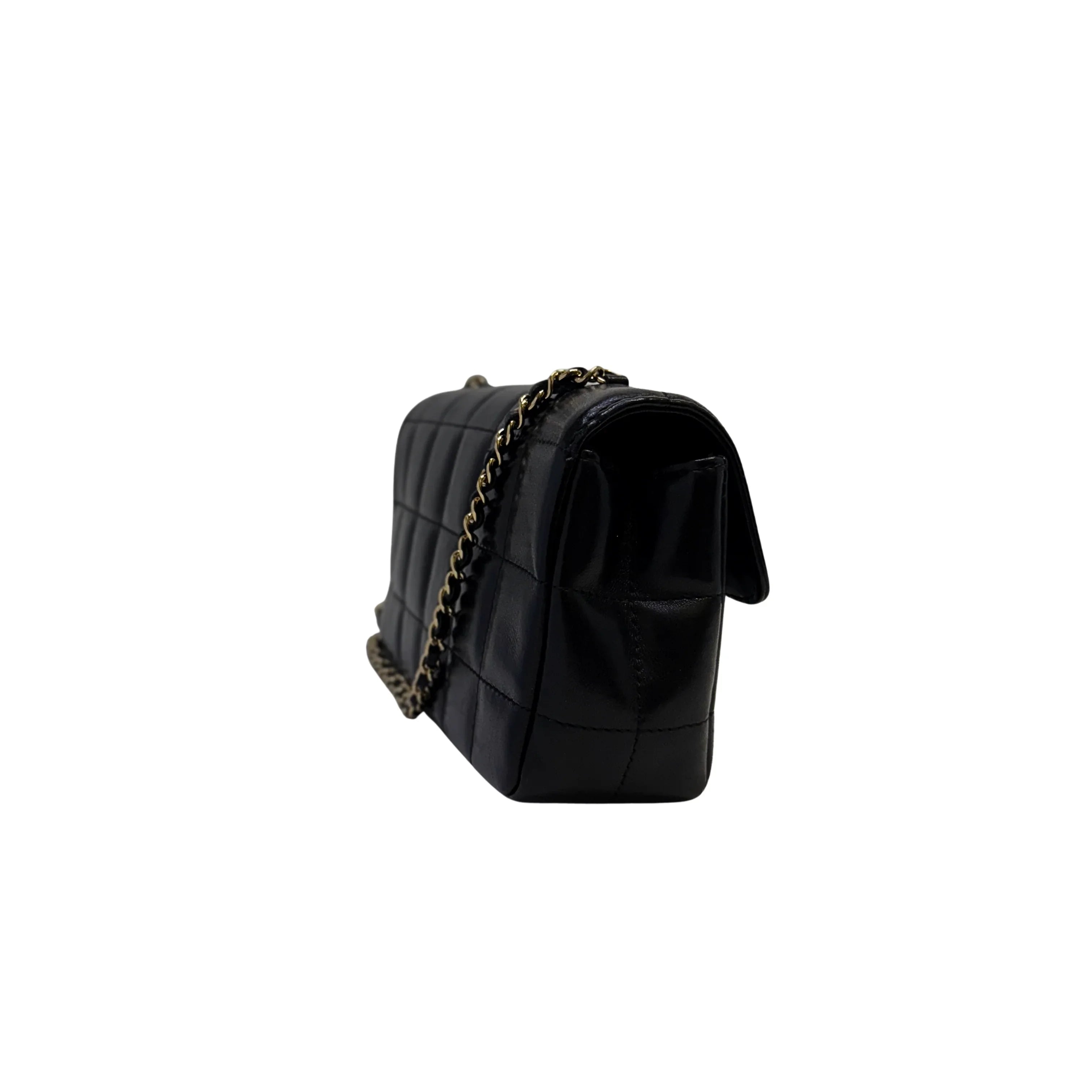 Chanel Bar Quilted Shoulder Bag Leather Black - Lost Designer