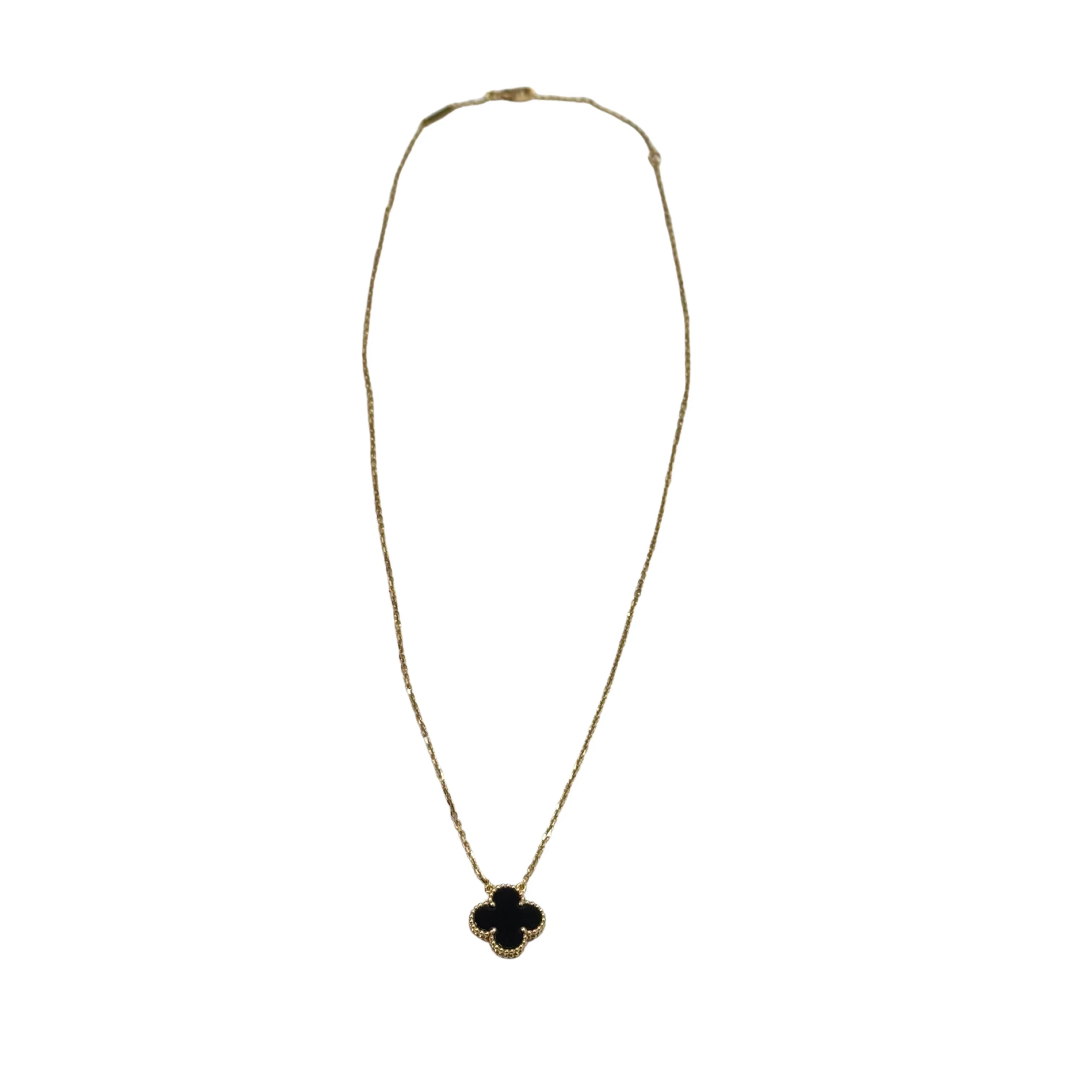Van Cleef & Arpels Vintage Alhambra Onyx Pendant with 18K Gold - Lost Designer