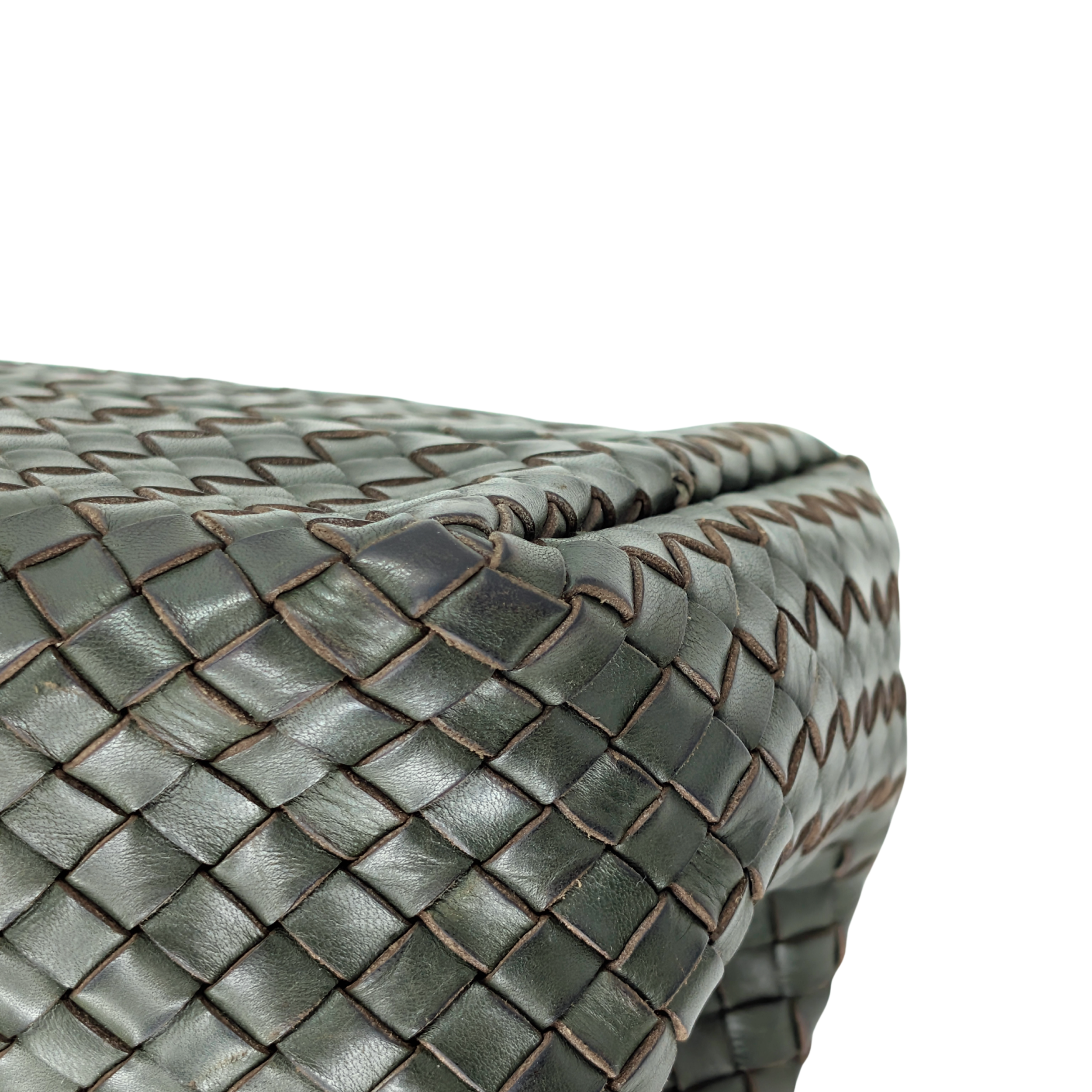 Bottega Veneta Intrecciato Leather Large Cabat Tote Bag Dark Olive Green