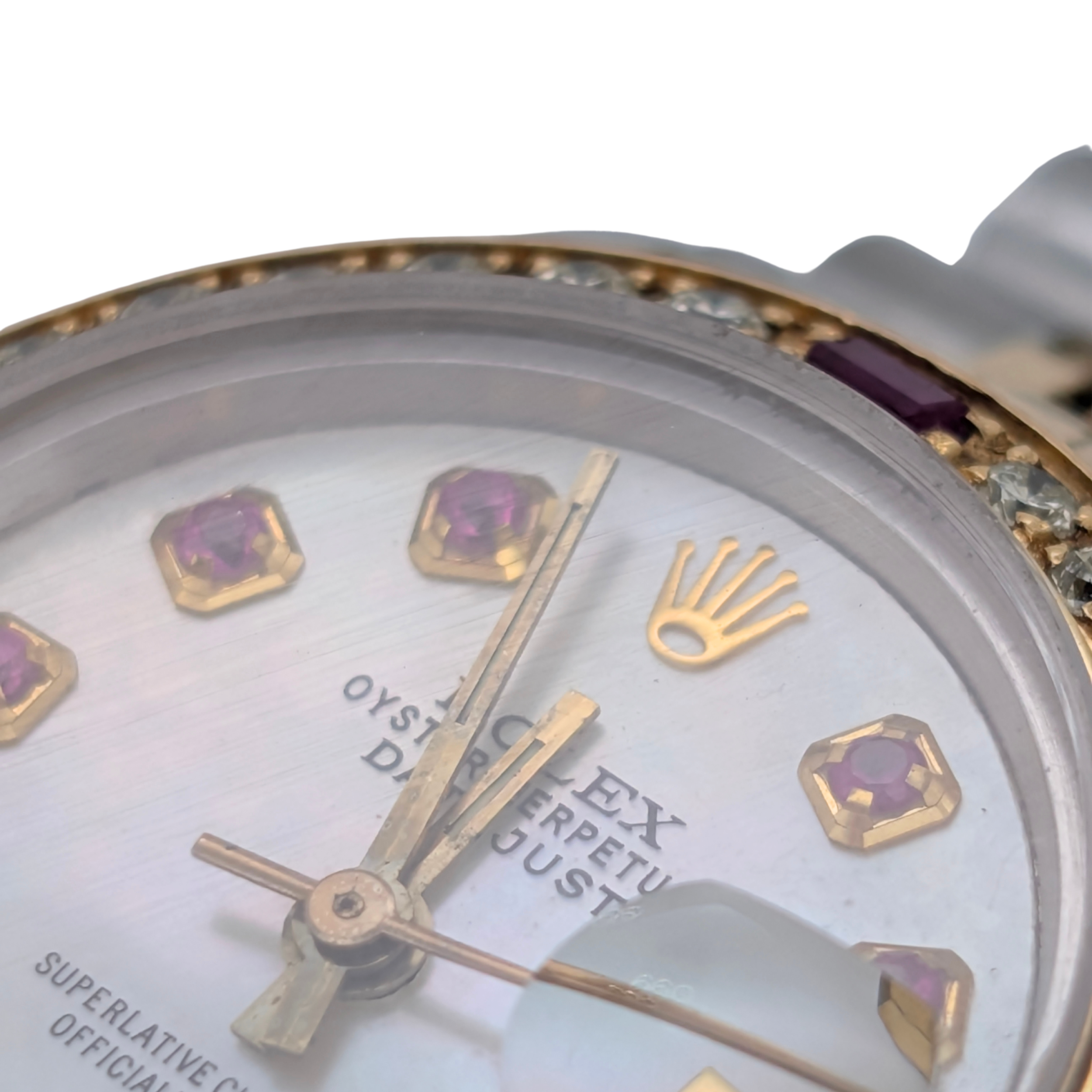 Rolex Datejust 6917 Ladies 26mm Two Tone 18k Aftermarket Diamond & Ruby