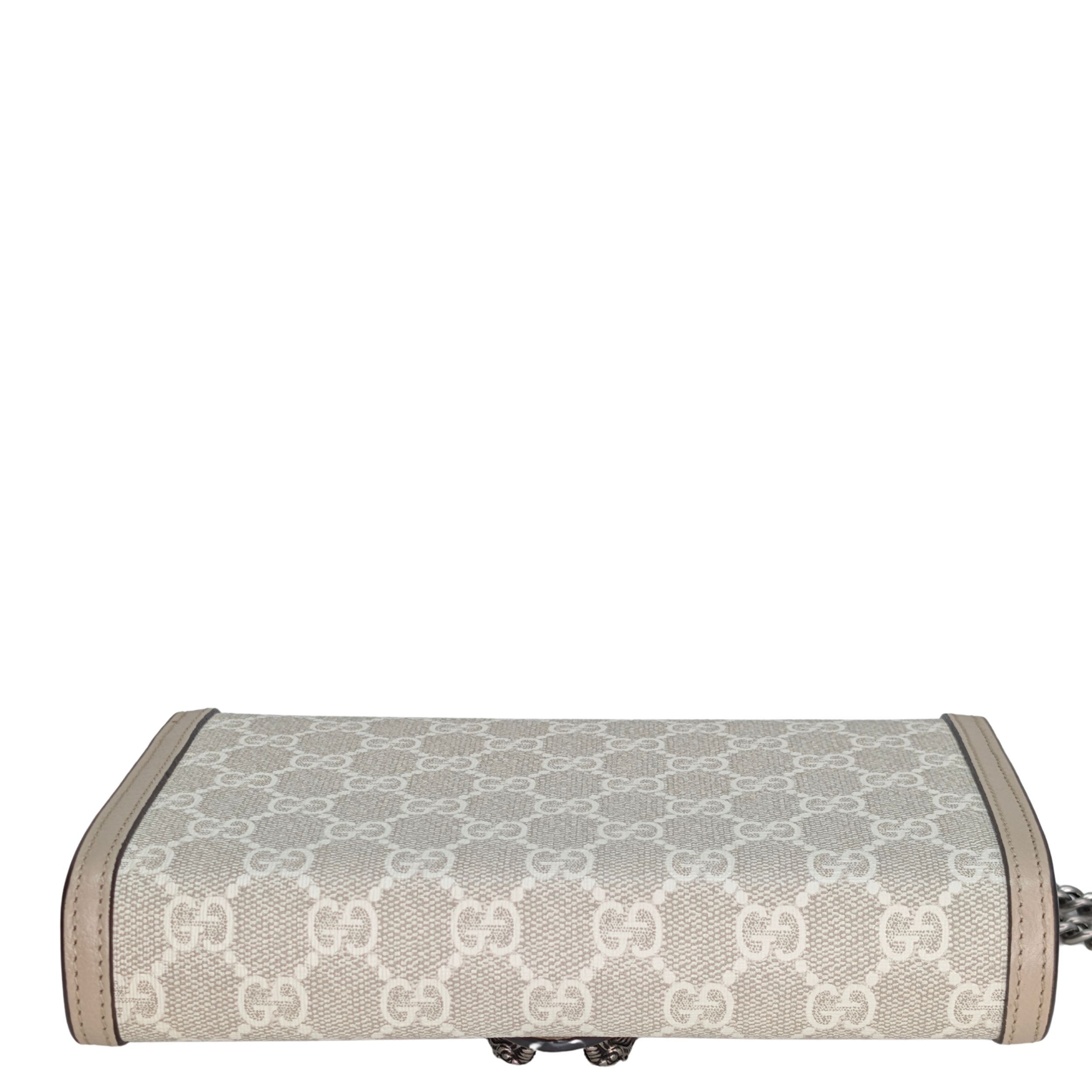 Gucci Dionysus GG Supreme Chain Wallet Beige