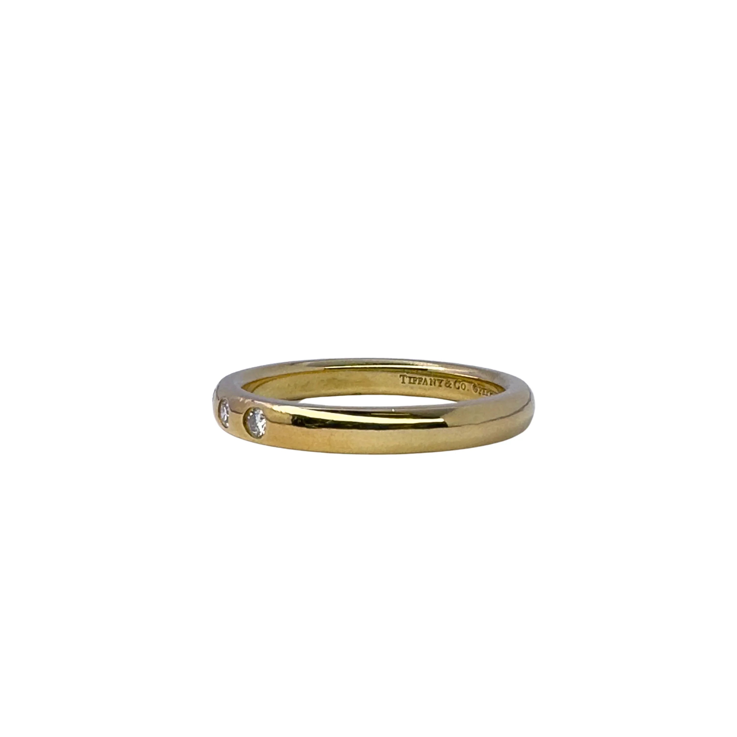 Tiffany & Co Ring, L½ or 51 Stacking Band Ring 18K Gold .06 Diamond - Lost Designer