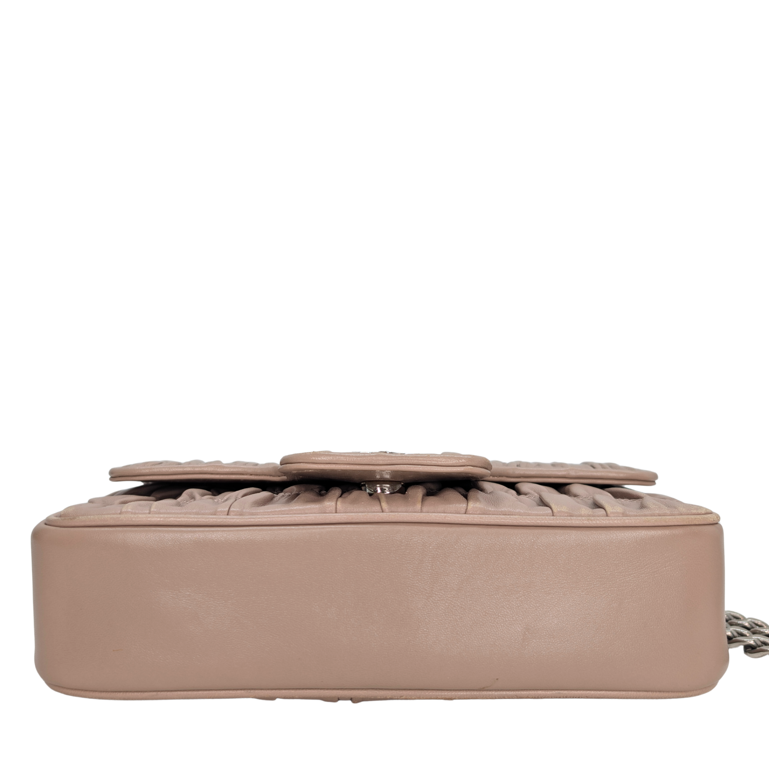 Prada Nappa Gaufre Chain Flap Crossbody Bag Taupe