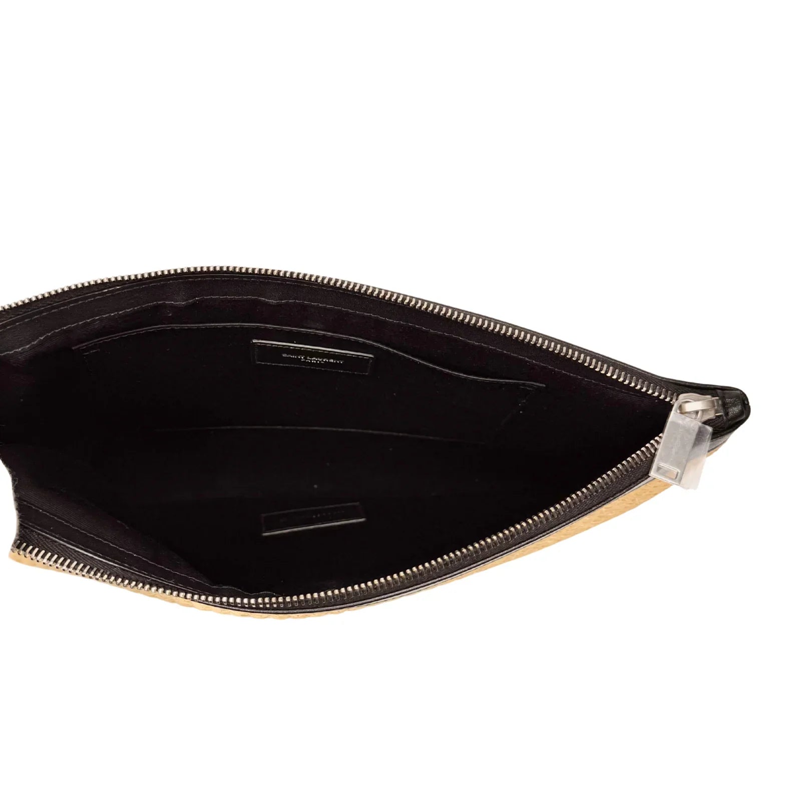 Saint Laurent Raffia Calfskin Rive Gauche Zipped Pouch - Lost Designer