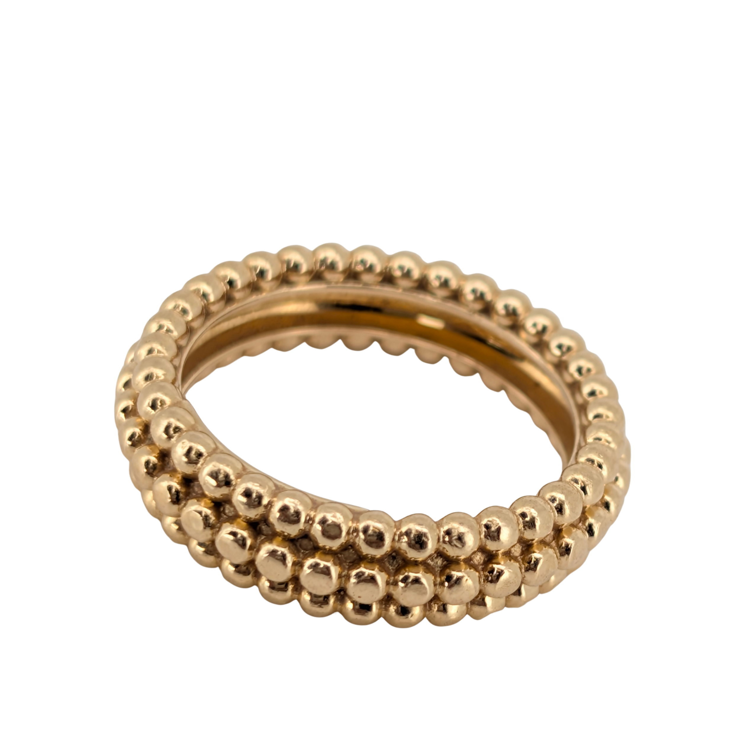 Van Cleef & Arpels 18k Gold Perlée Pearls Of Gold Ring 3 Rows